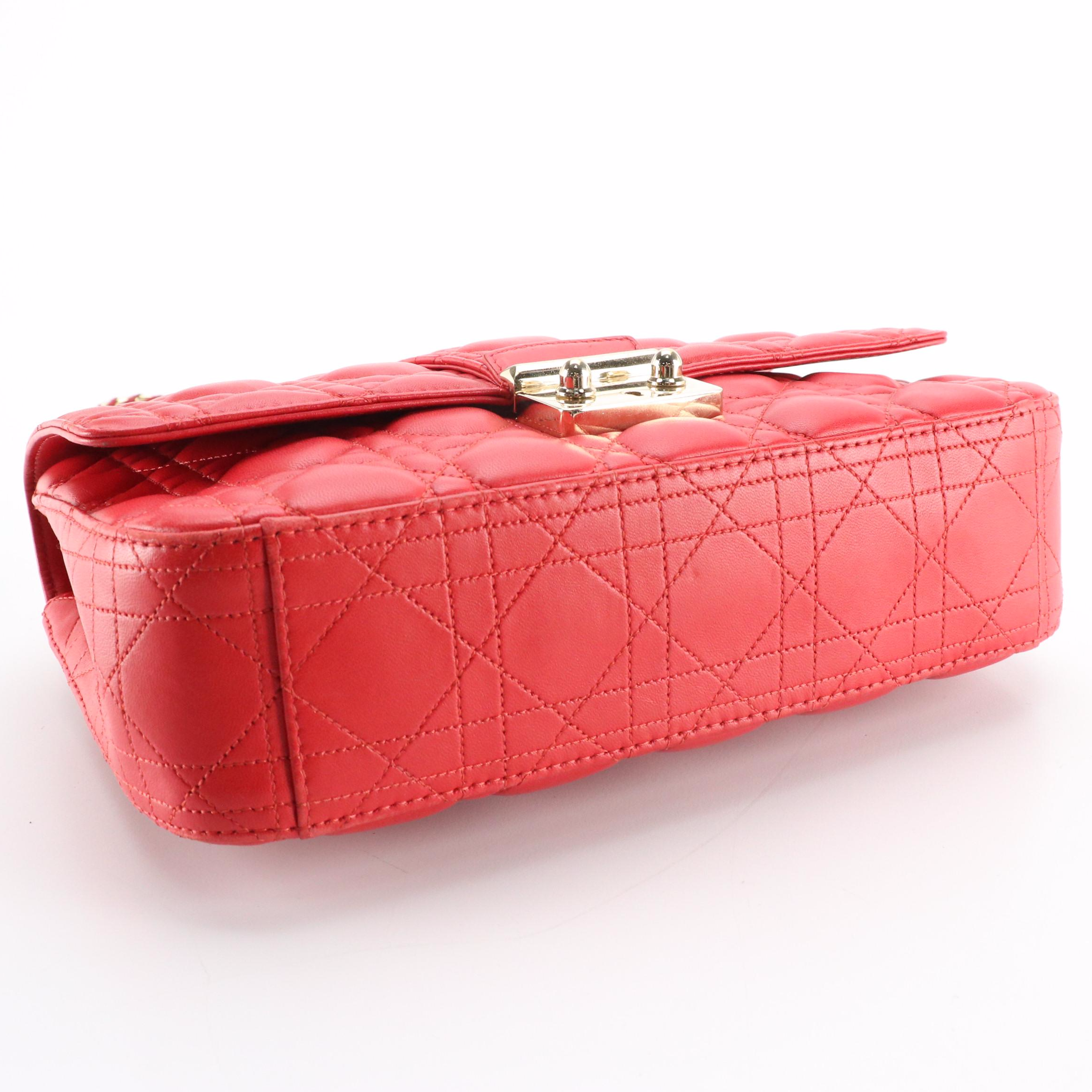 Christian Dior Miss Dior Promenade Shoulder Bag in Red Cannage Quilted Lambskin