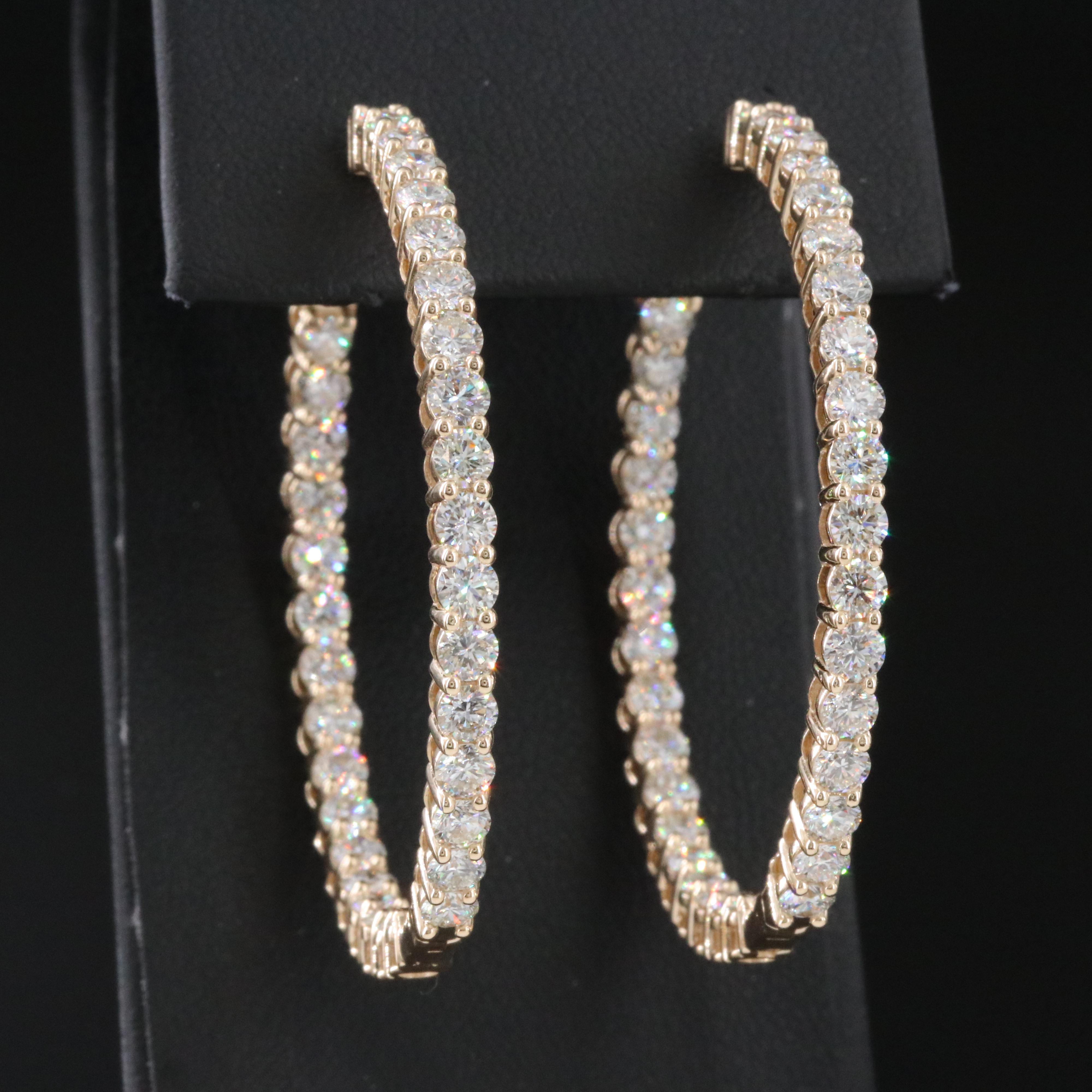 14K 7.04 CTW Diamond Inside-Out Hoop Earrings