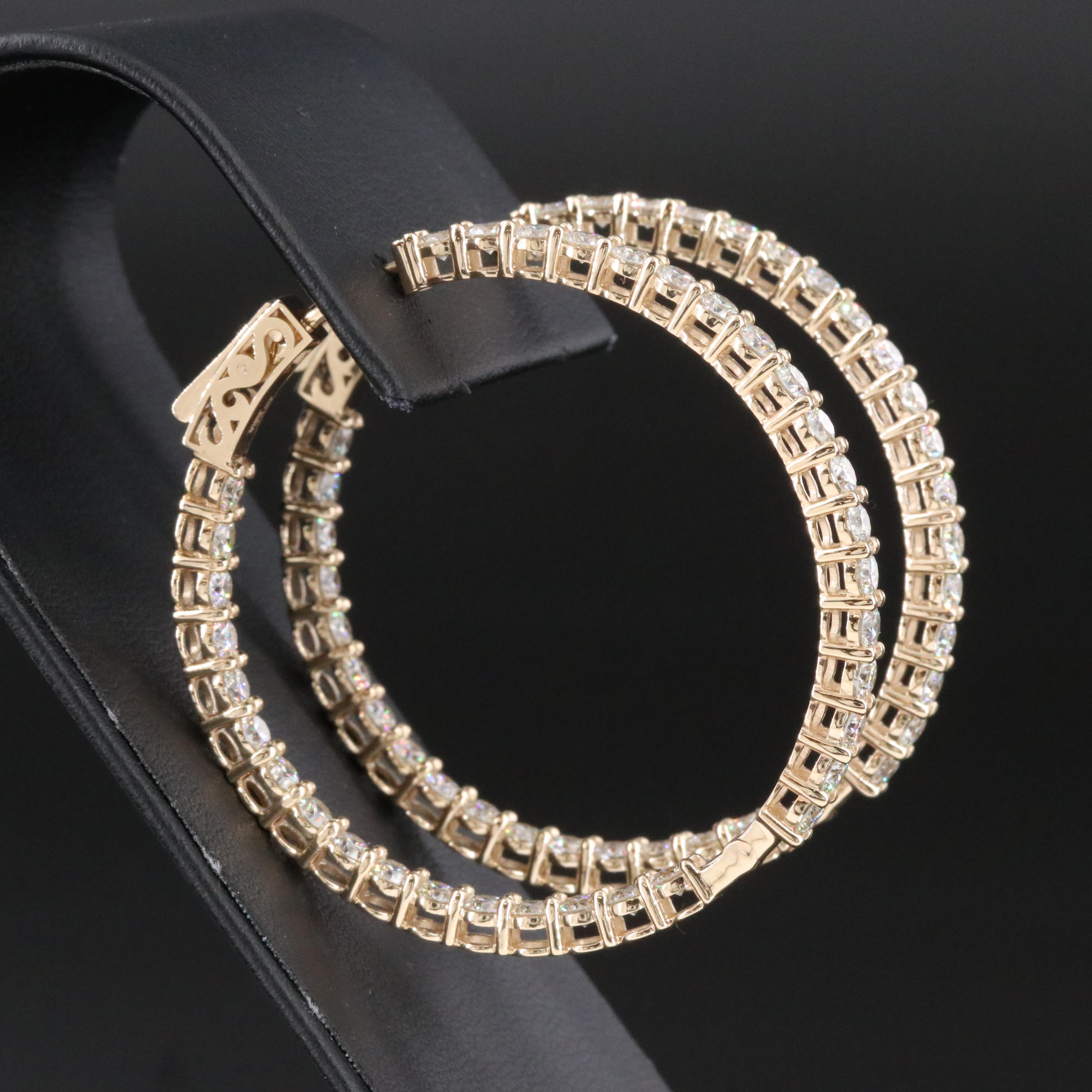 14K 7.04 CTW Diamond Inside-Out Hoop Earrings