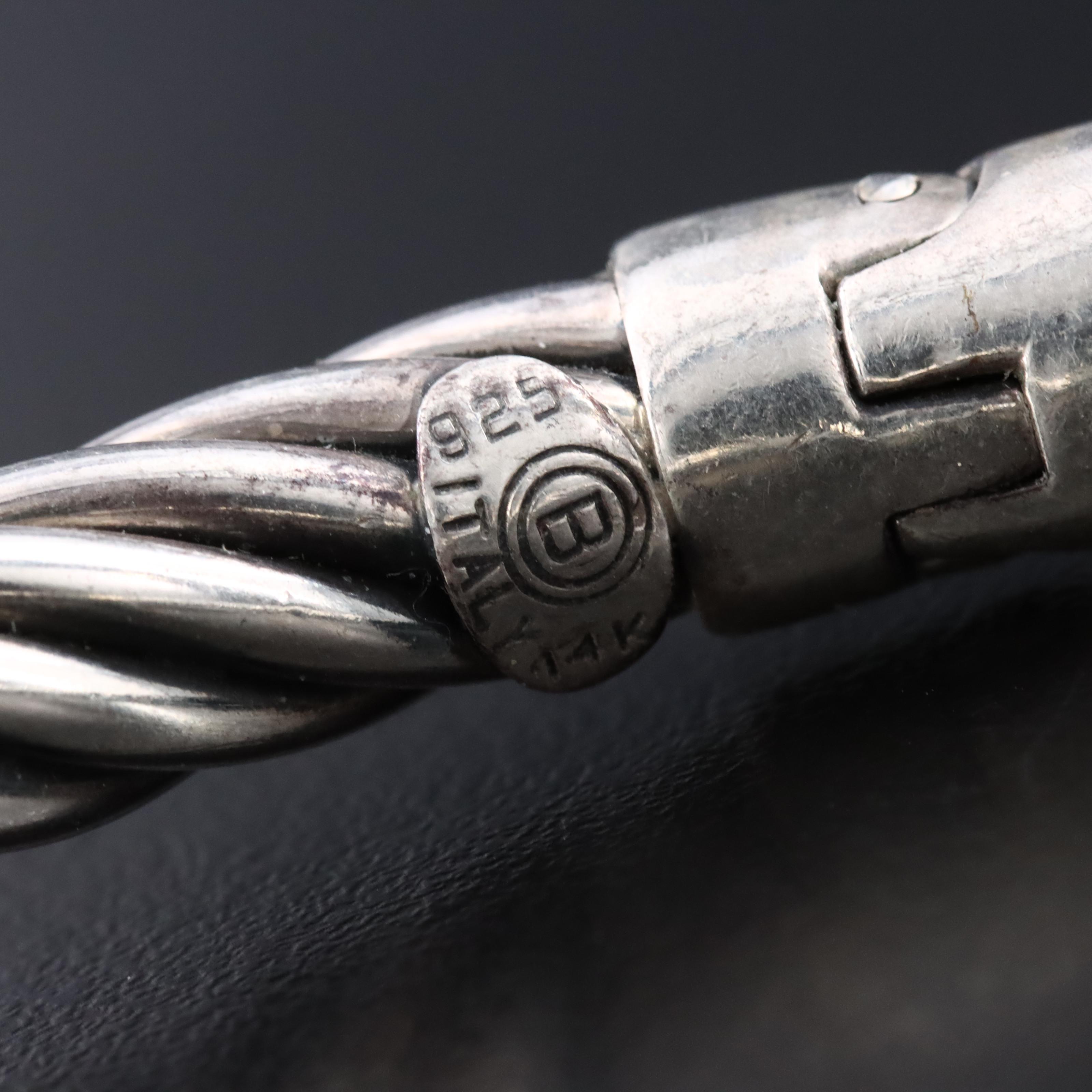 Sterling Cable Cuff with 14K Accents