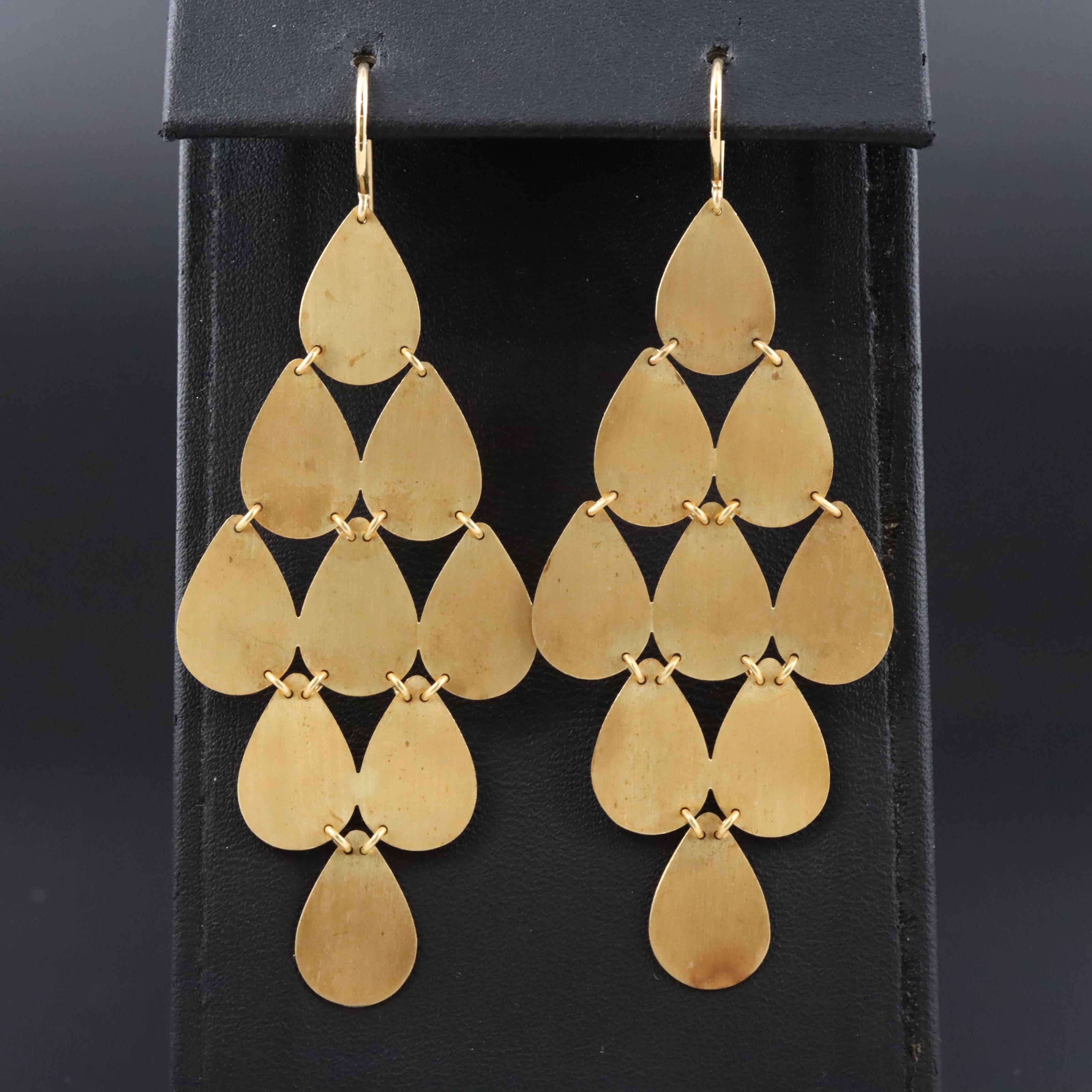 18K Tiered Drop Earrings