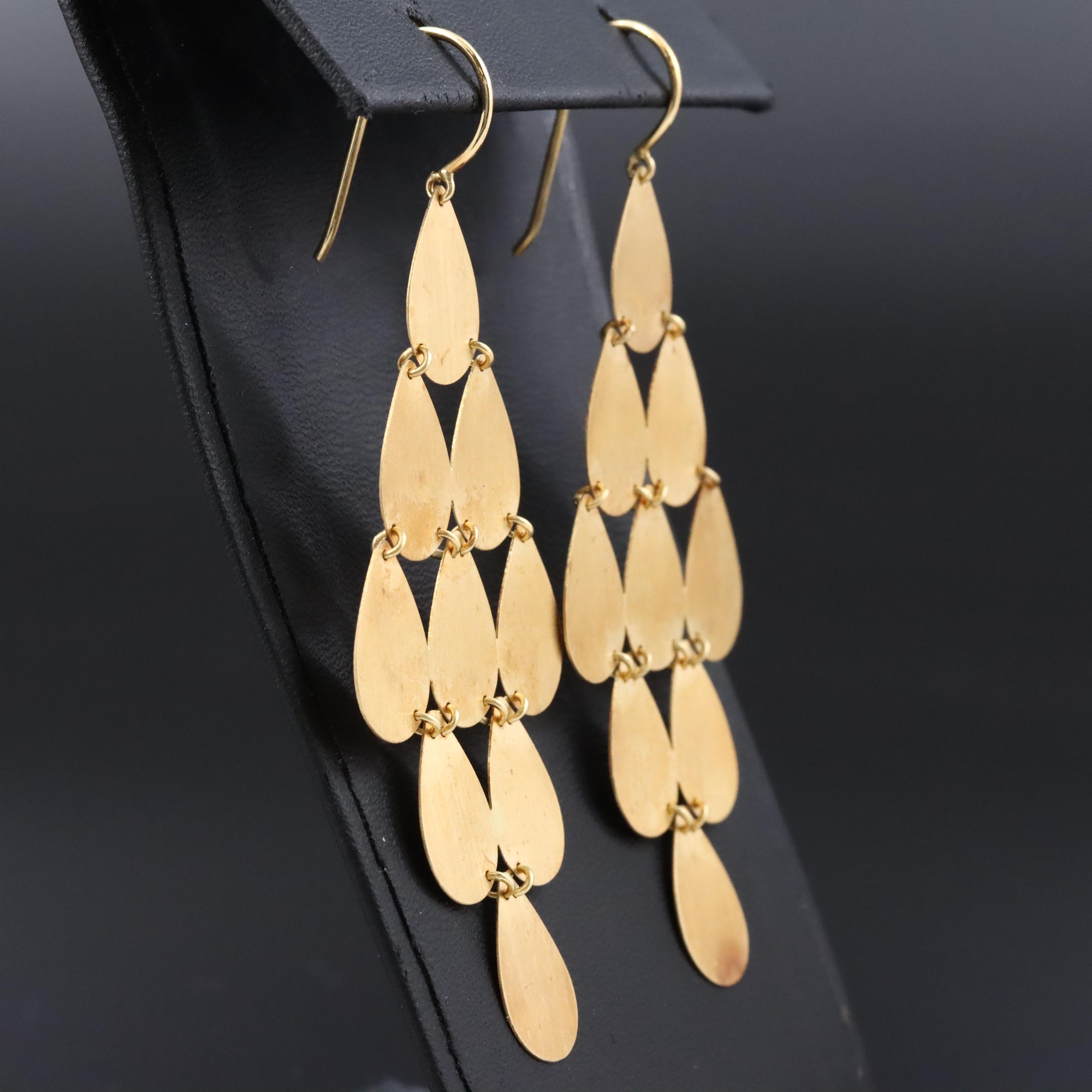 18K Tiered Drop Earrings