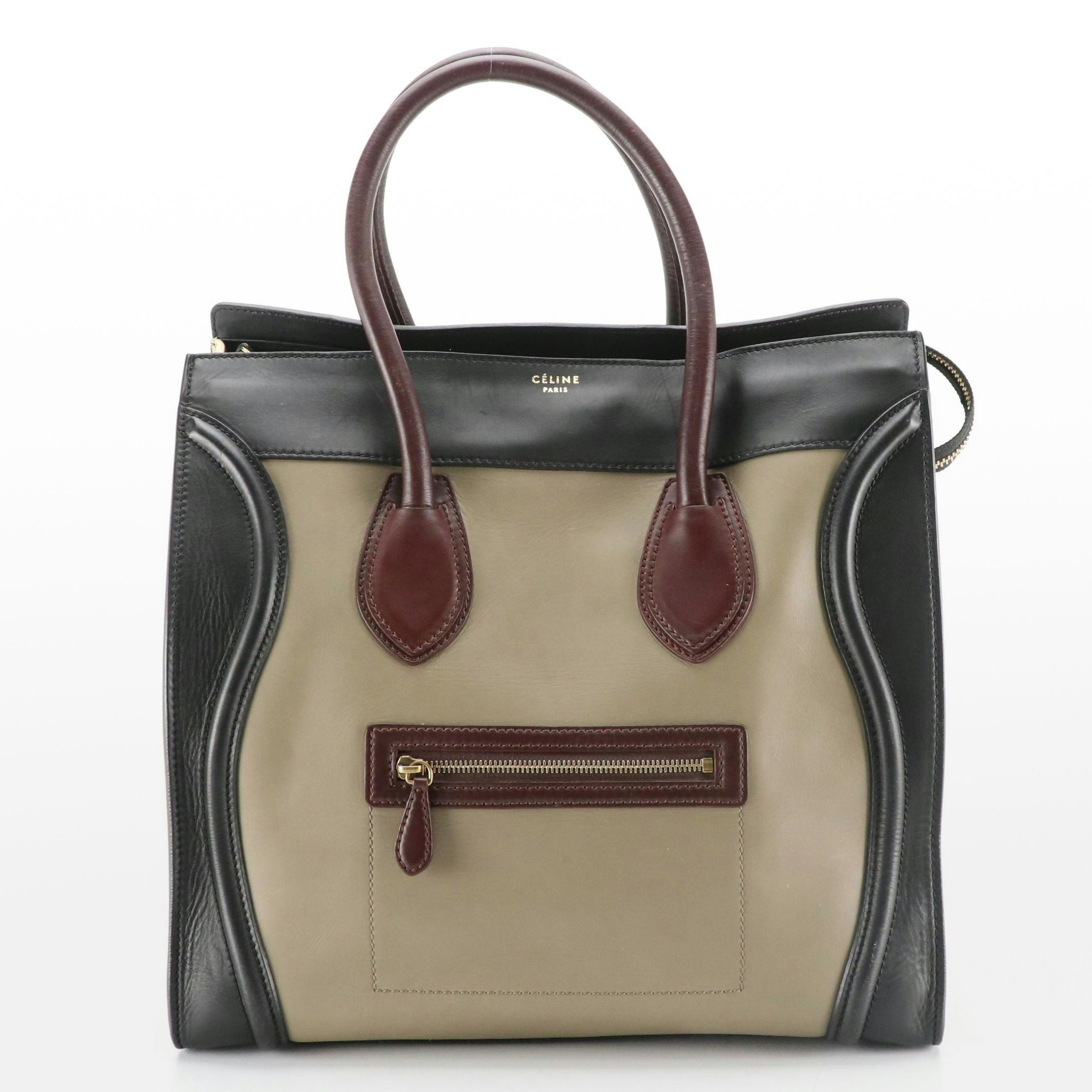 Céline Medium Luggage Handbag in Colorblock Calfskin Leather