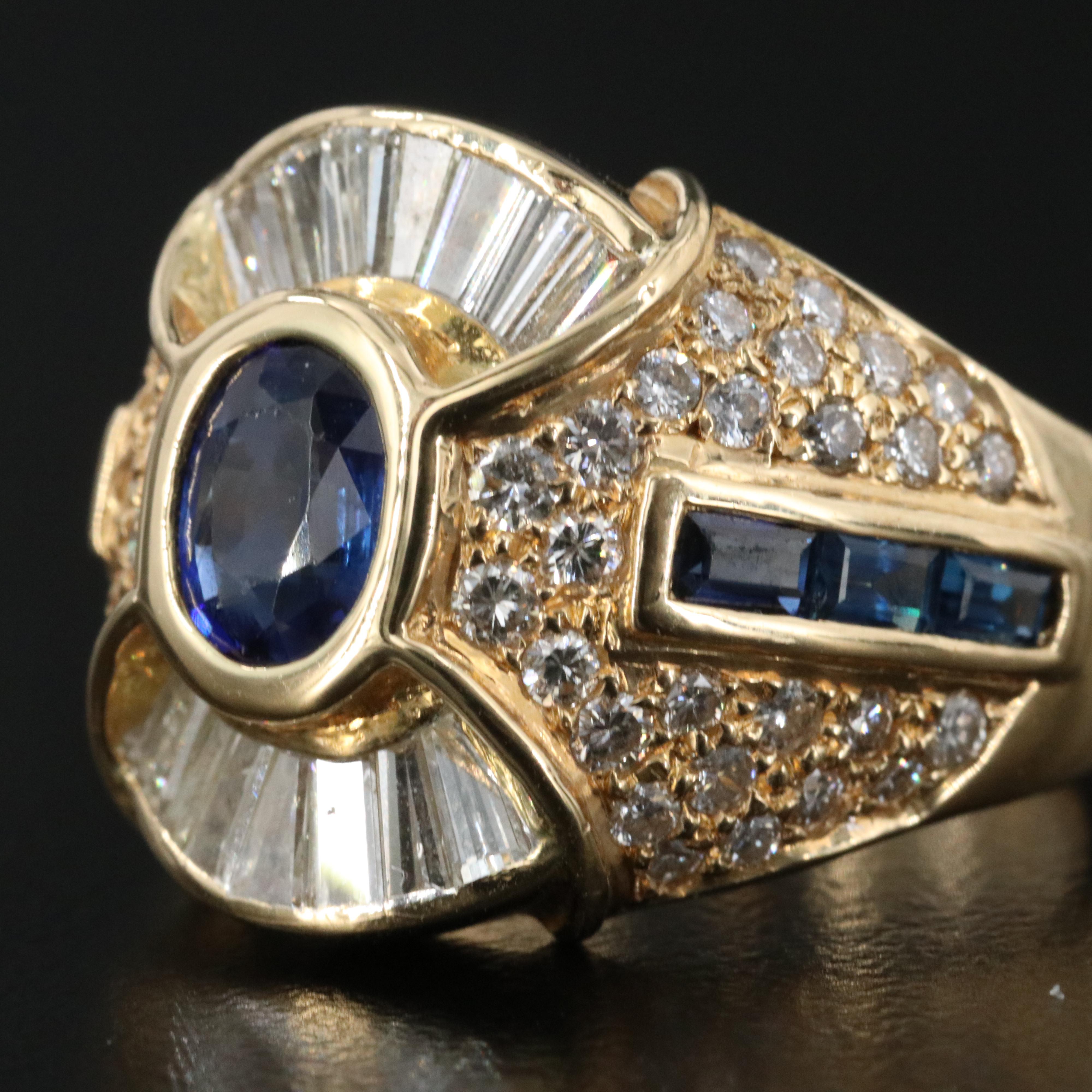 18K Sapphire and 1.45 CTW Diamond Ring