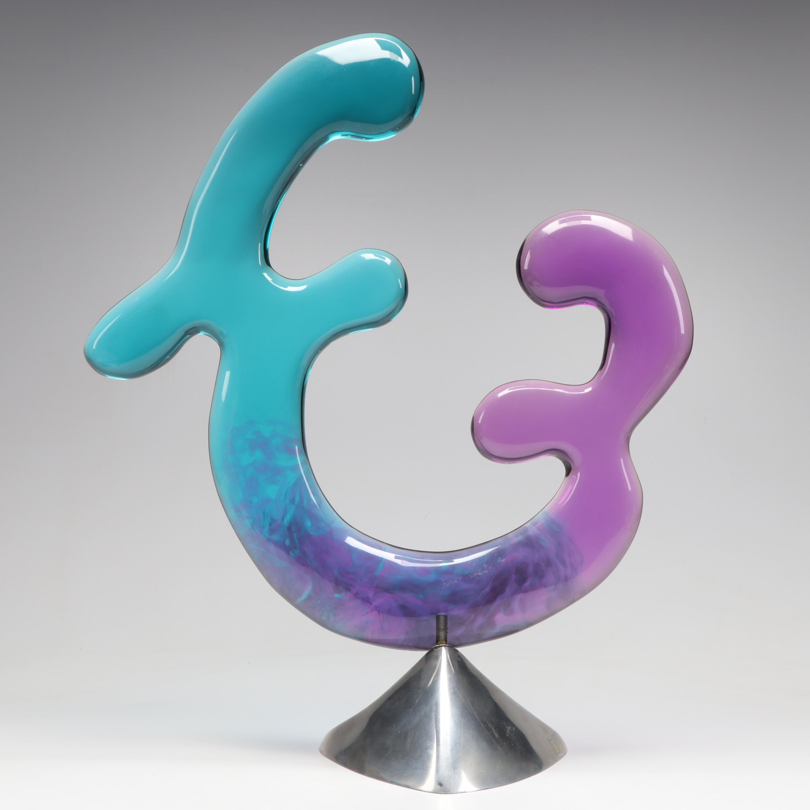 Shlomi Haziza Signed Resin on Acrylic Abstract Sculpture