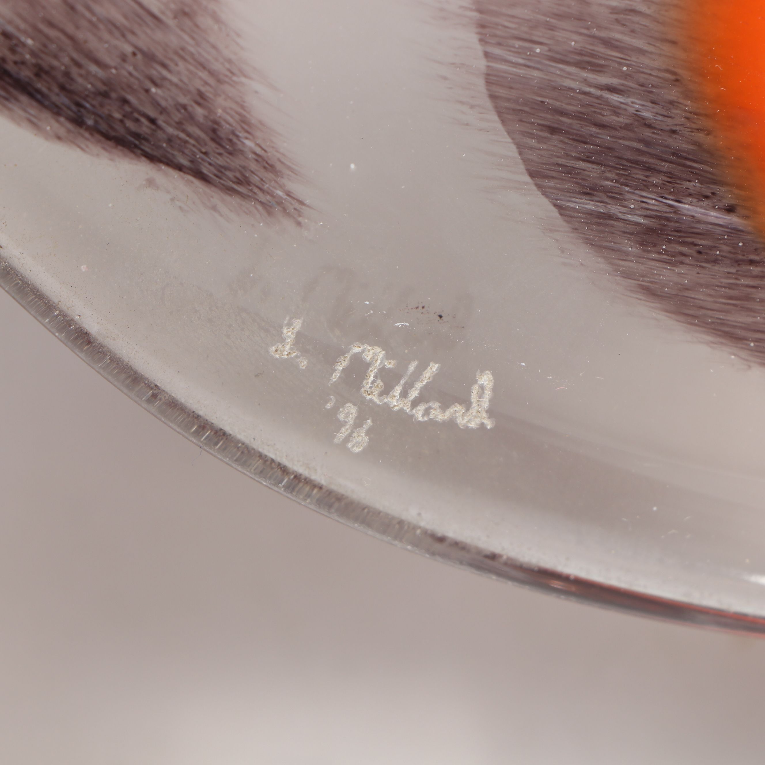 Artisan Signed L. Millard Freeform Blown Art Glass Charger, 1996