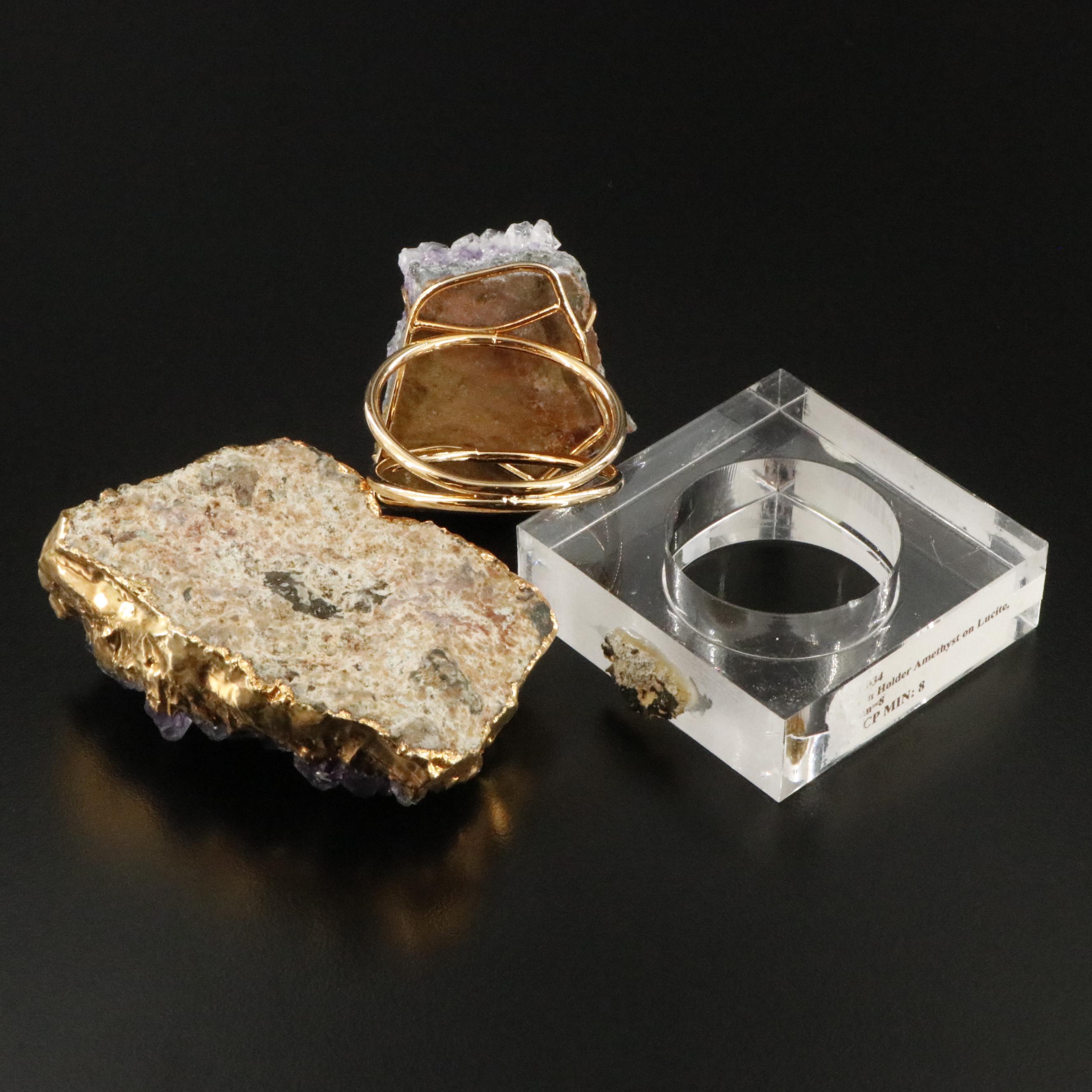 Amethyst Napkin Holders Including Lucite