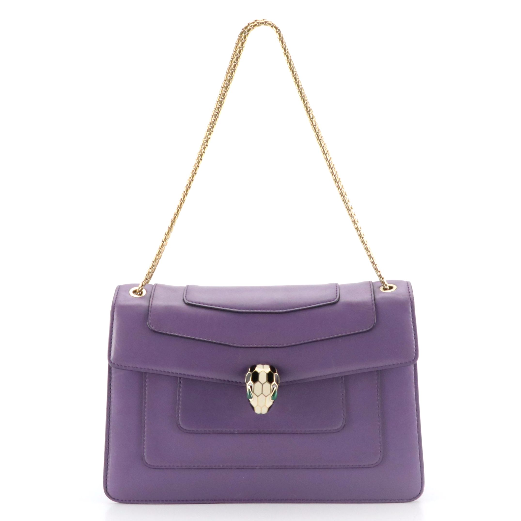 BVLGARI Serpenti Forever Large Chain Satchel in Calfskin Leather