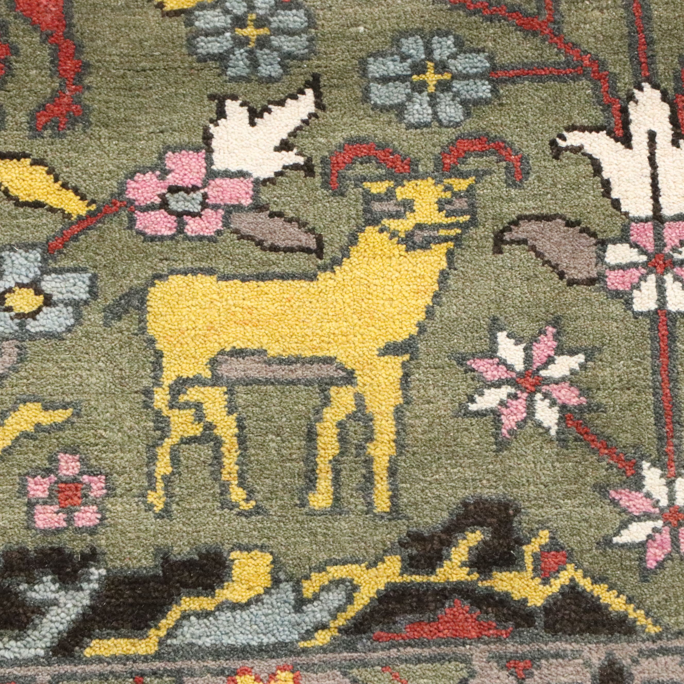 9'1 x 12' Hand-Knotted Indo-Persian Ziegler Pictorial Room-Sized Rug