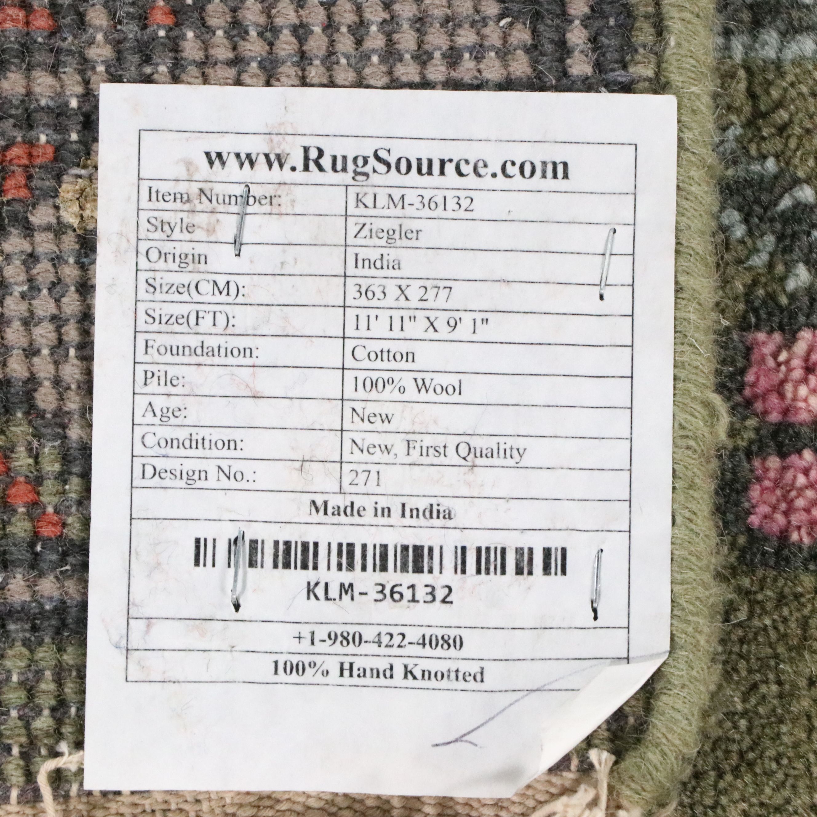 9'1 x 12' Hand-Knotted Indo-Persian Ziegler Pictorial Room-Sized Rug