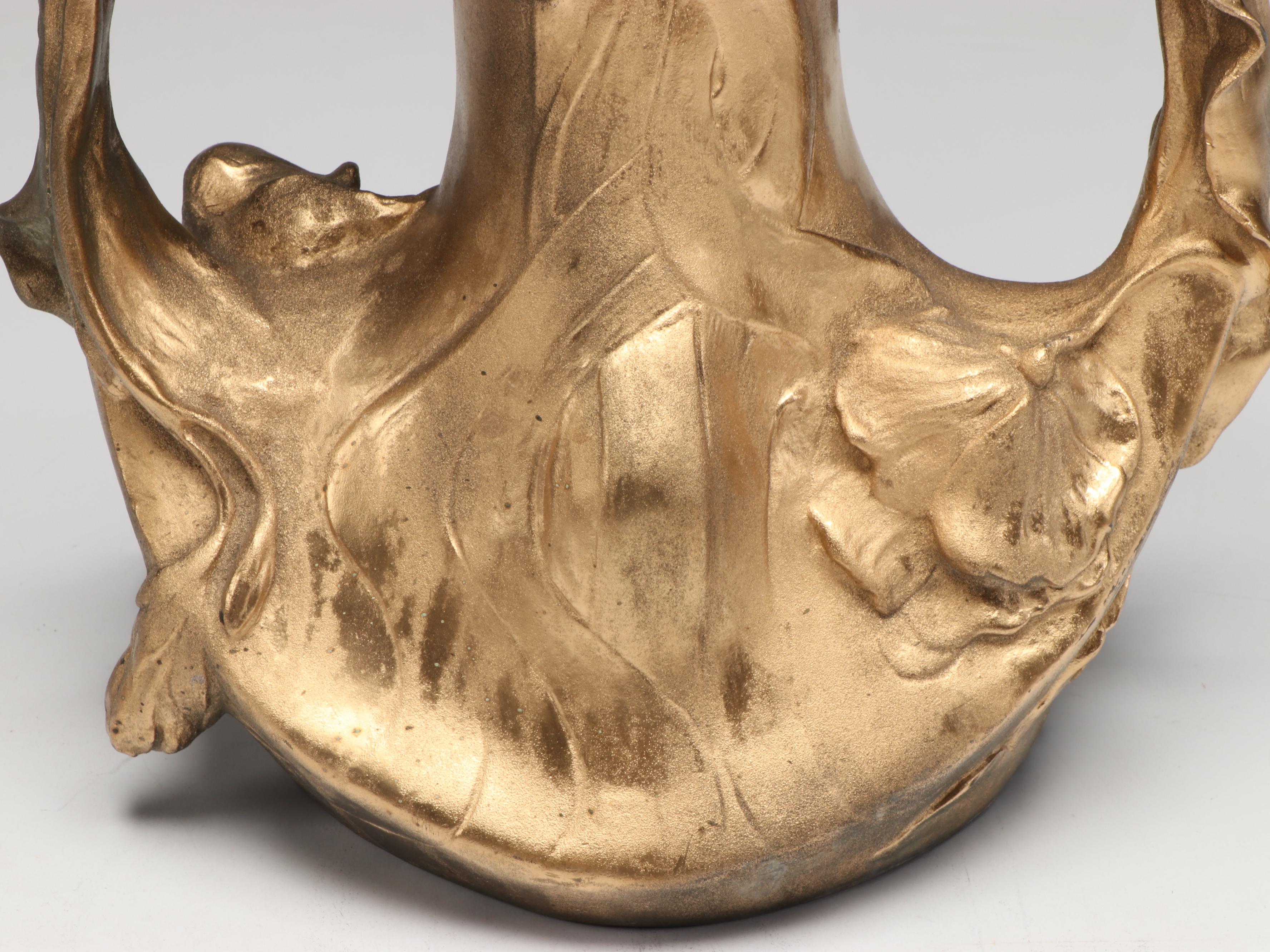 Art Nouveau Style Gilded Metal Vase, Late 19th/Early 20th Century