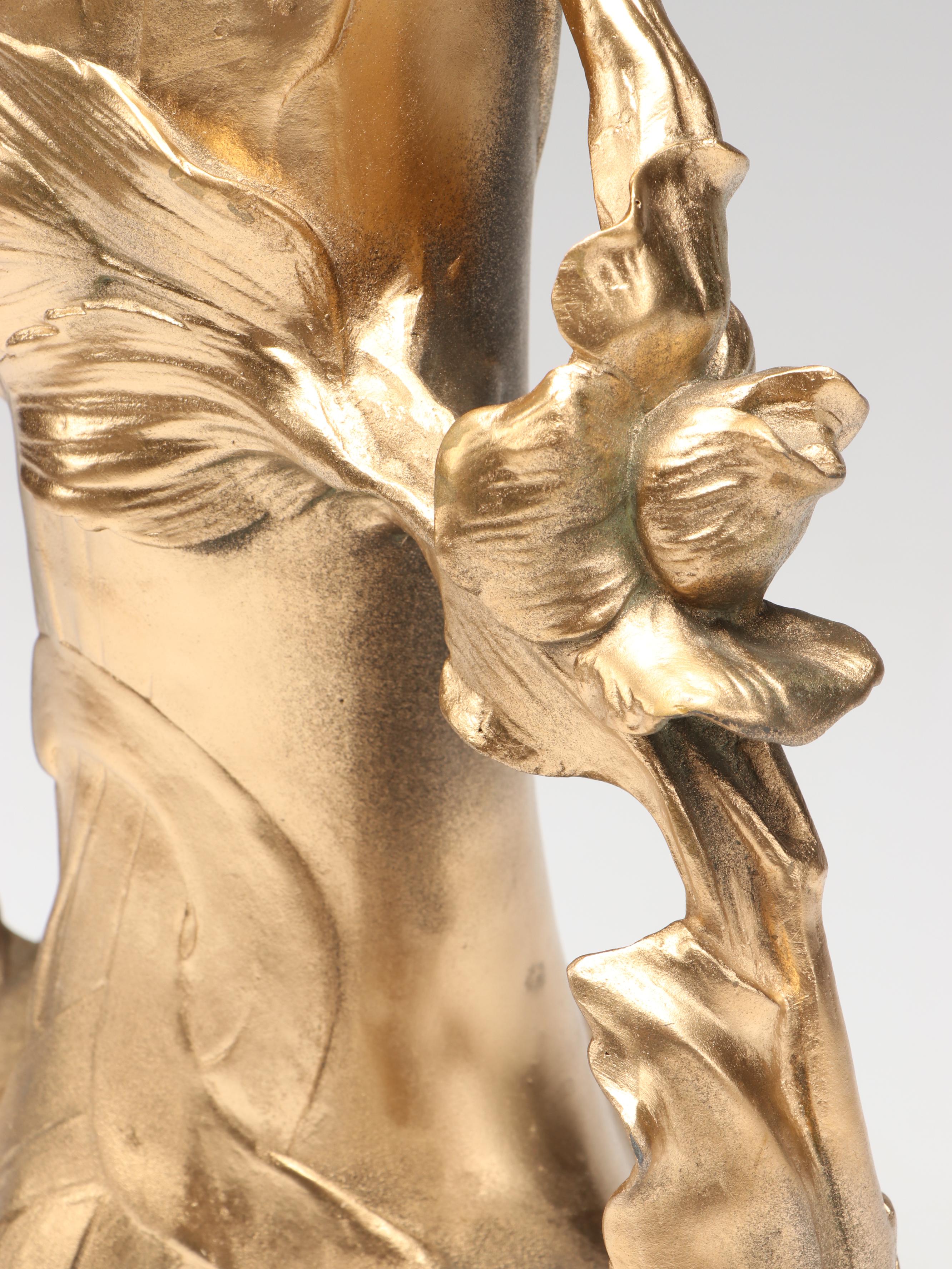 Art Nouveau Style Gilded Metal Vase, Late 19th/Early 20th Century