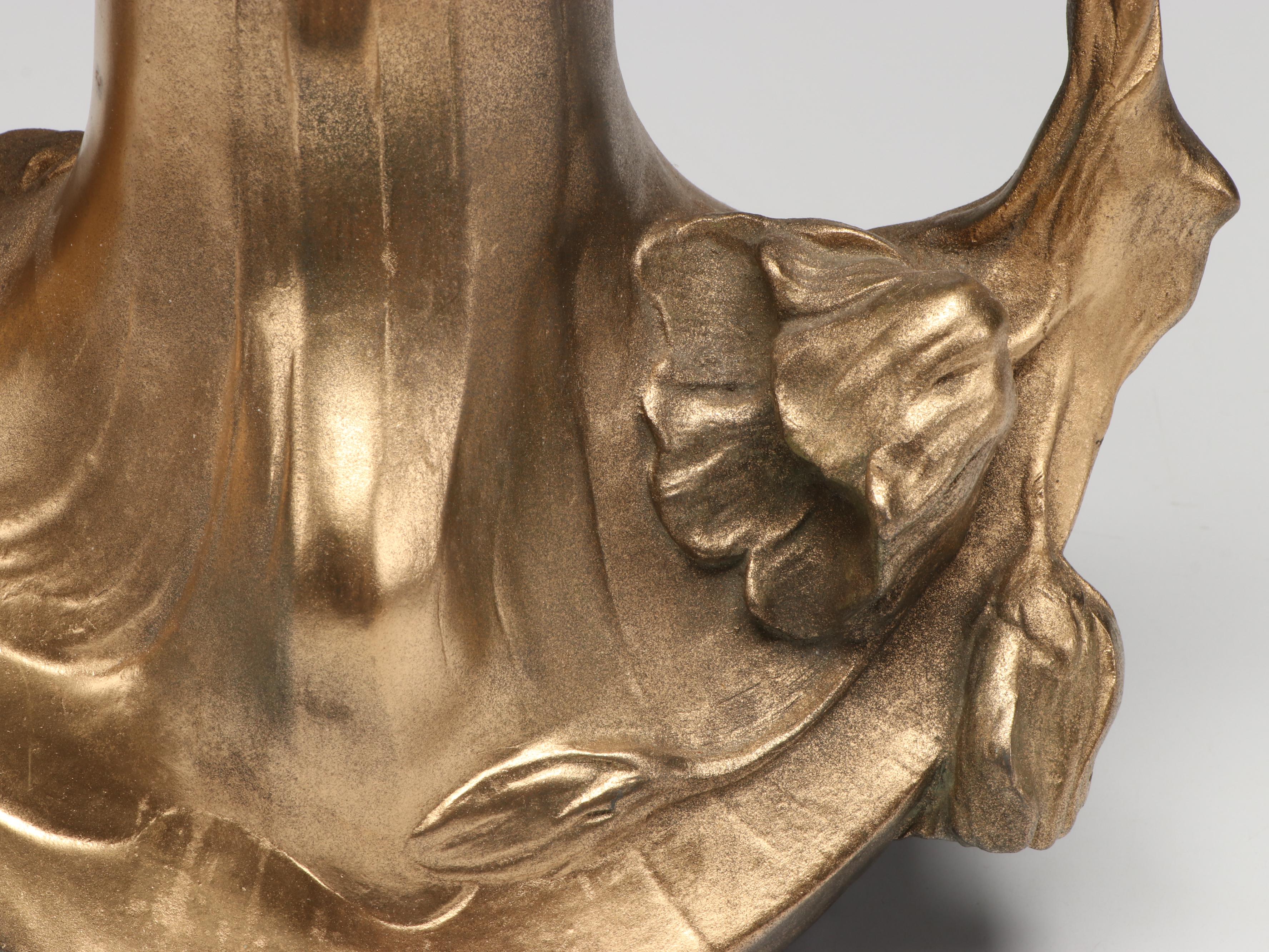 Art Nouveau Style Gilded Metal Vase, Late 19th/Early 20th Century