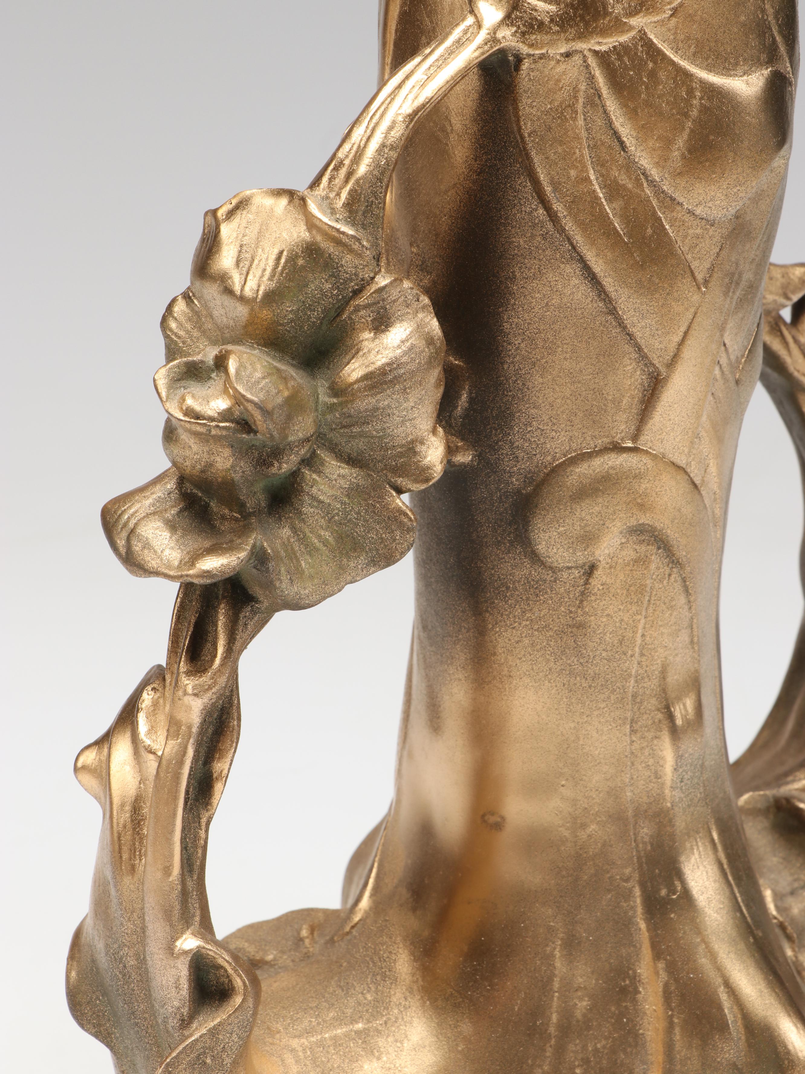 Art Nouveau Style Gilded Metal Vase, Late 19th/Early 20th Century