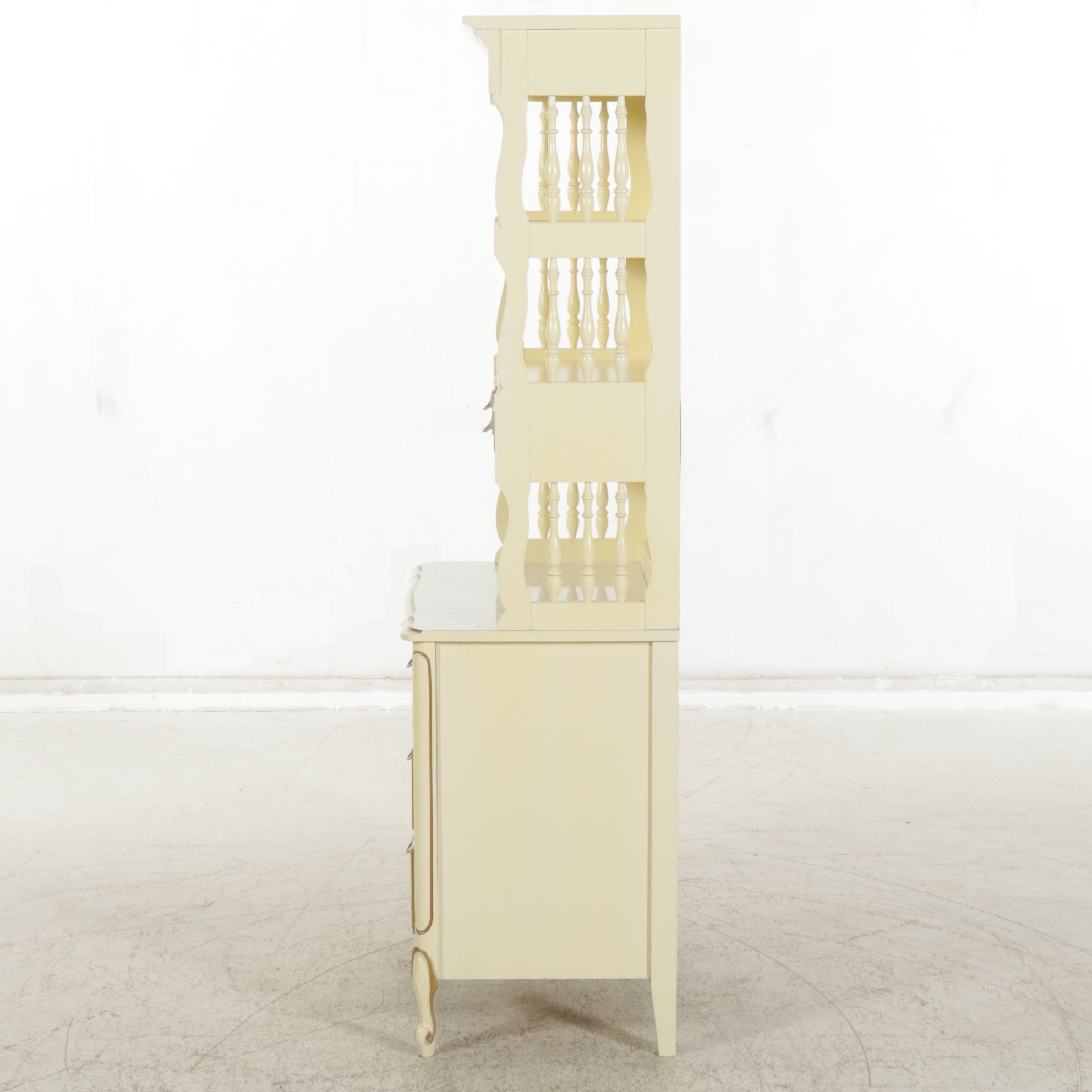 Dixie Furniture French Provincial Style Painted Wood Bachelor's Chest and Hutch