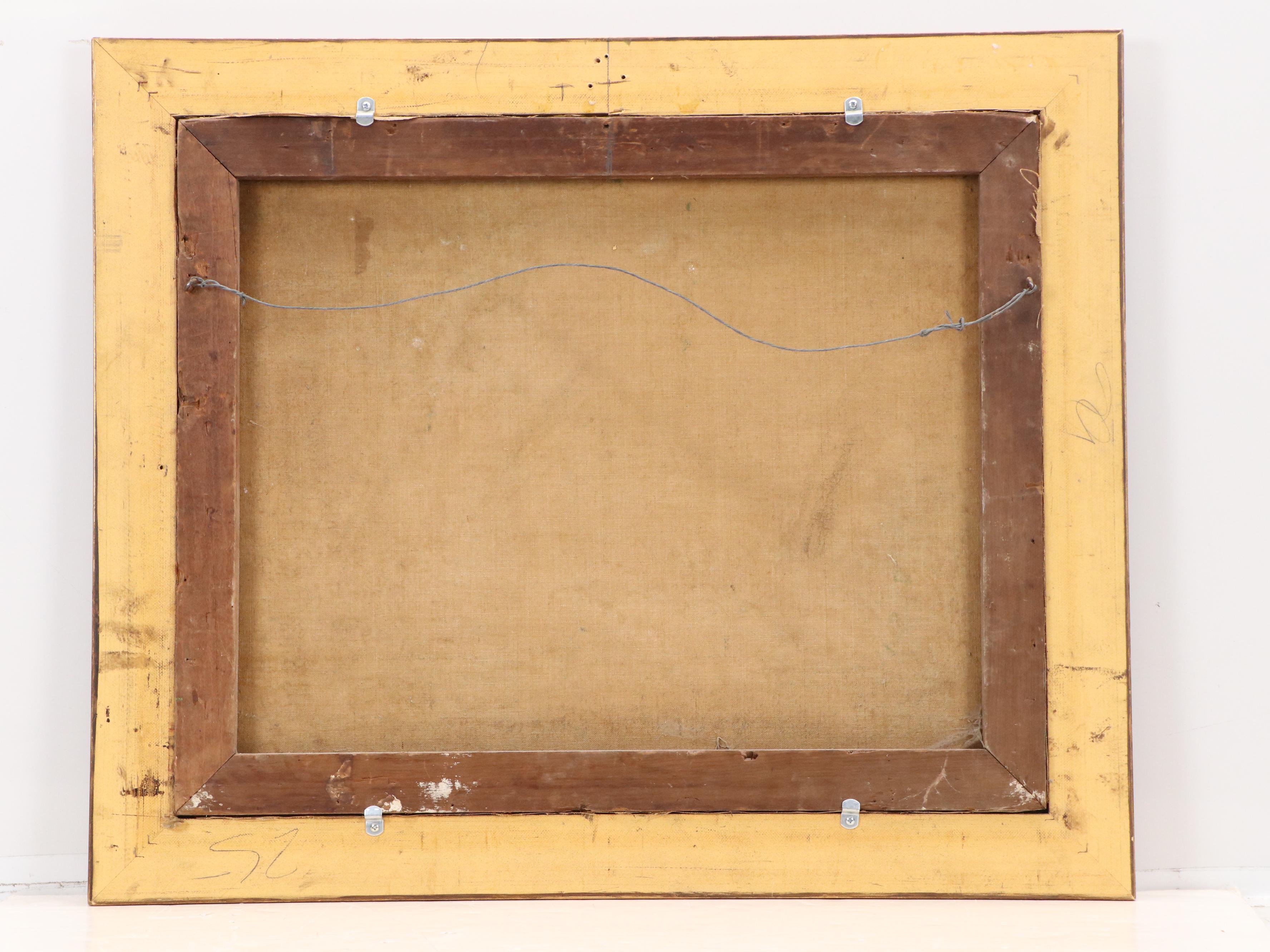 Thomas C. Lindsay Oil Painting of Shepherd with His Flock, Late 19th Century