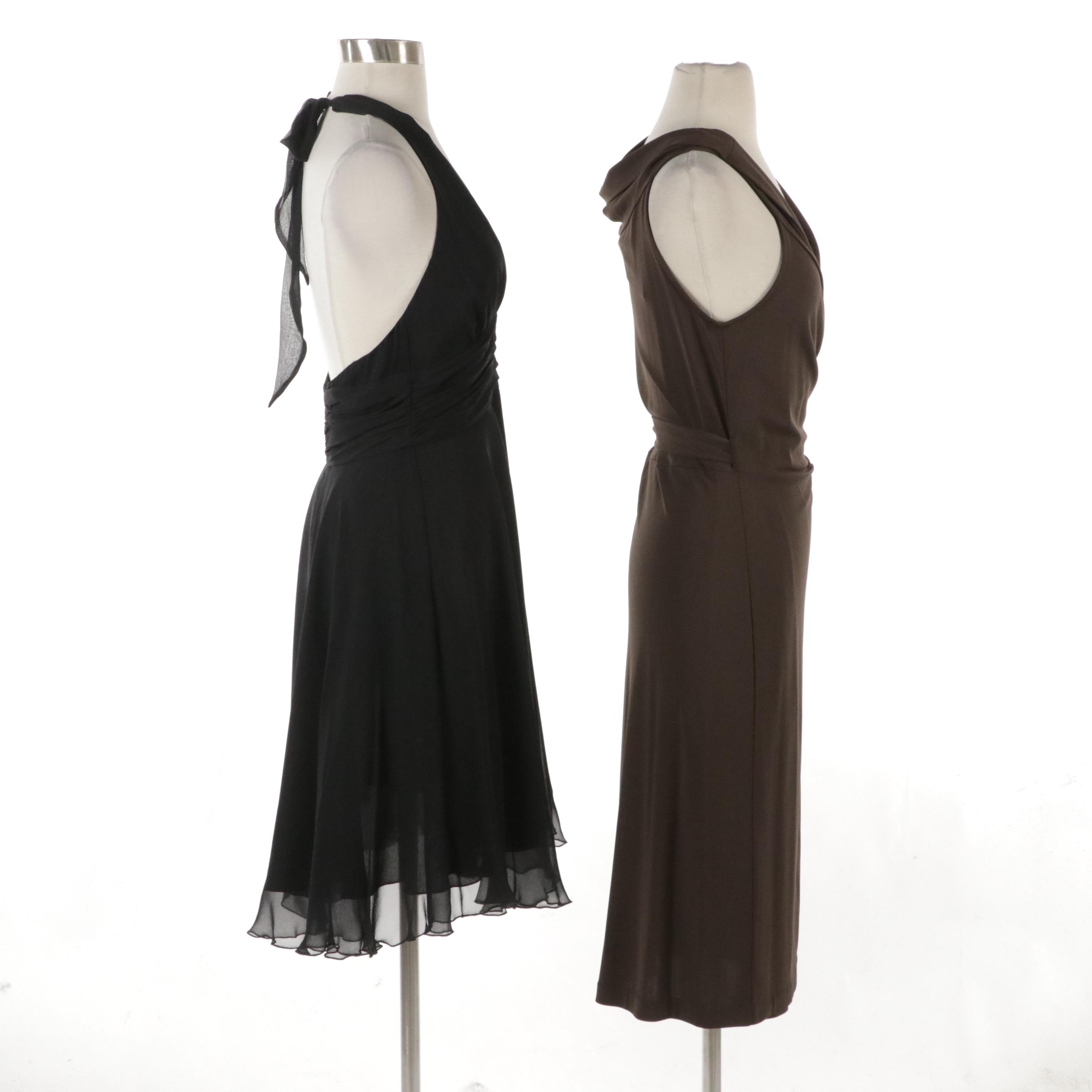 Boston Proper Sleeveless Wrap Dress and Dina Bar-El Black Silk Halter Dress