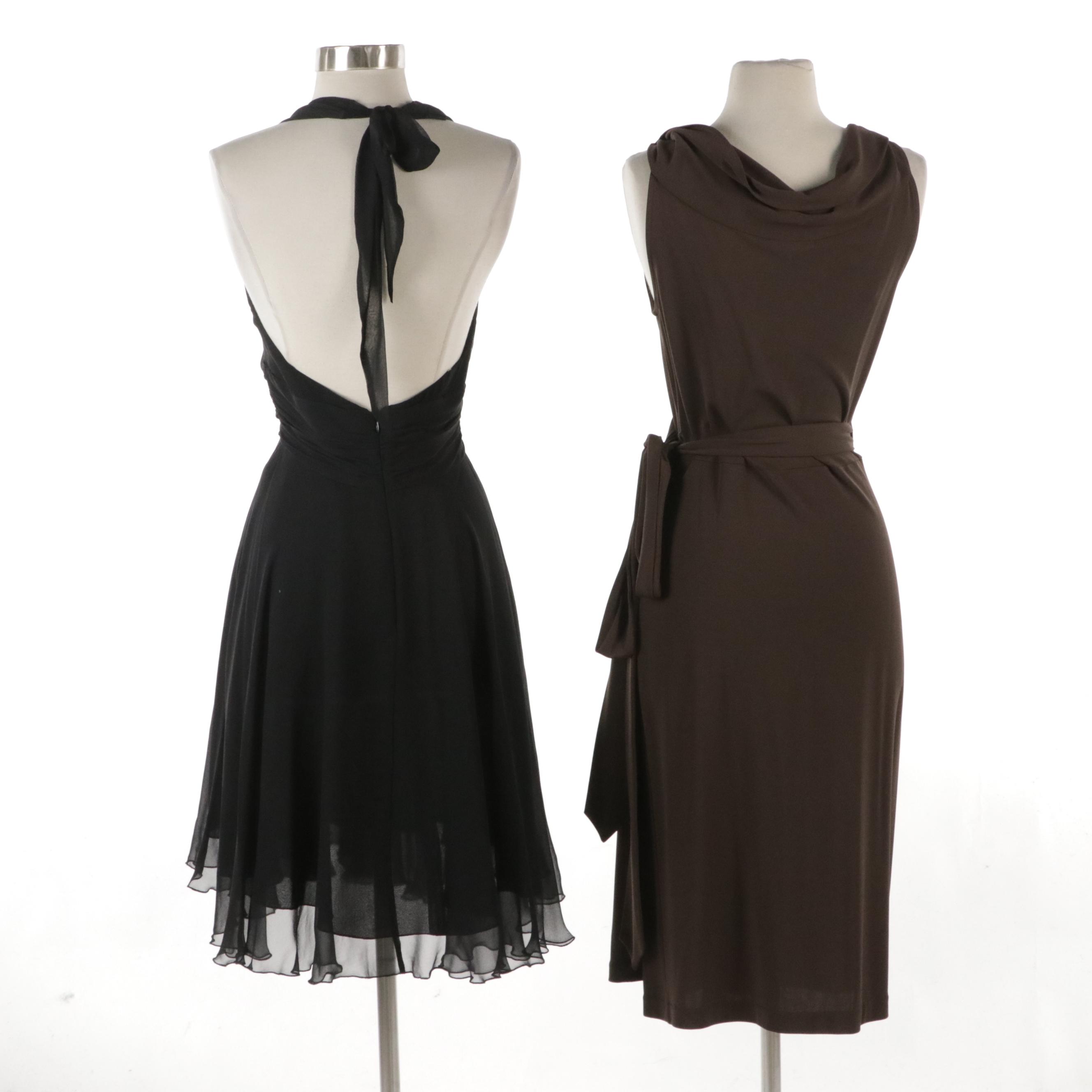 Boston Proper Sleeveless Wrap Dress and Dina Bar-El Black Silk Halter Dress