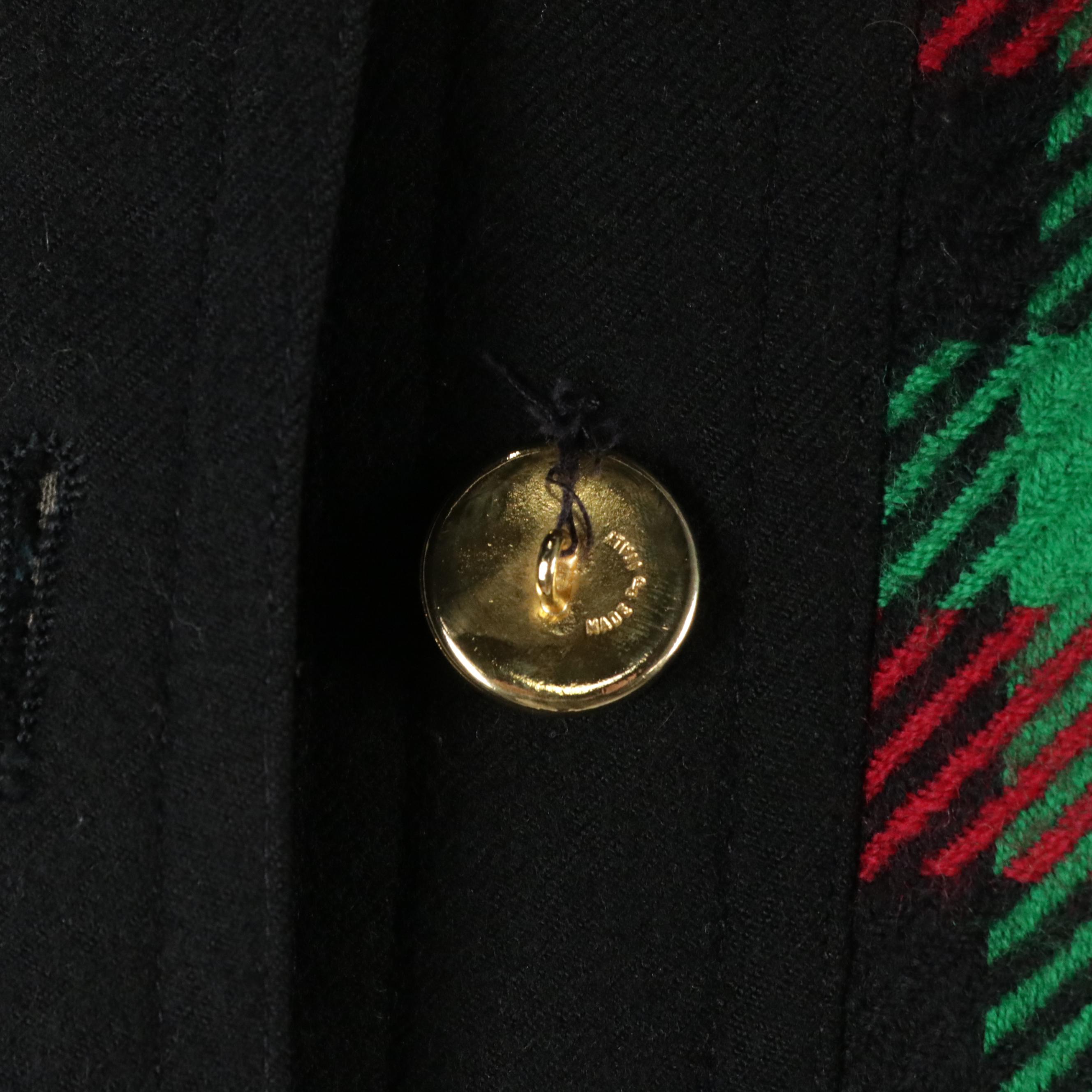 Celine Red and Green Plaid Wool Skirt Suit