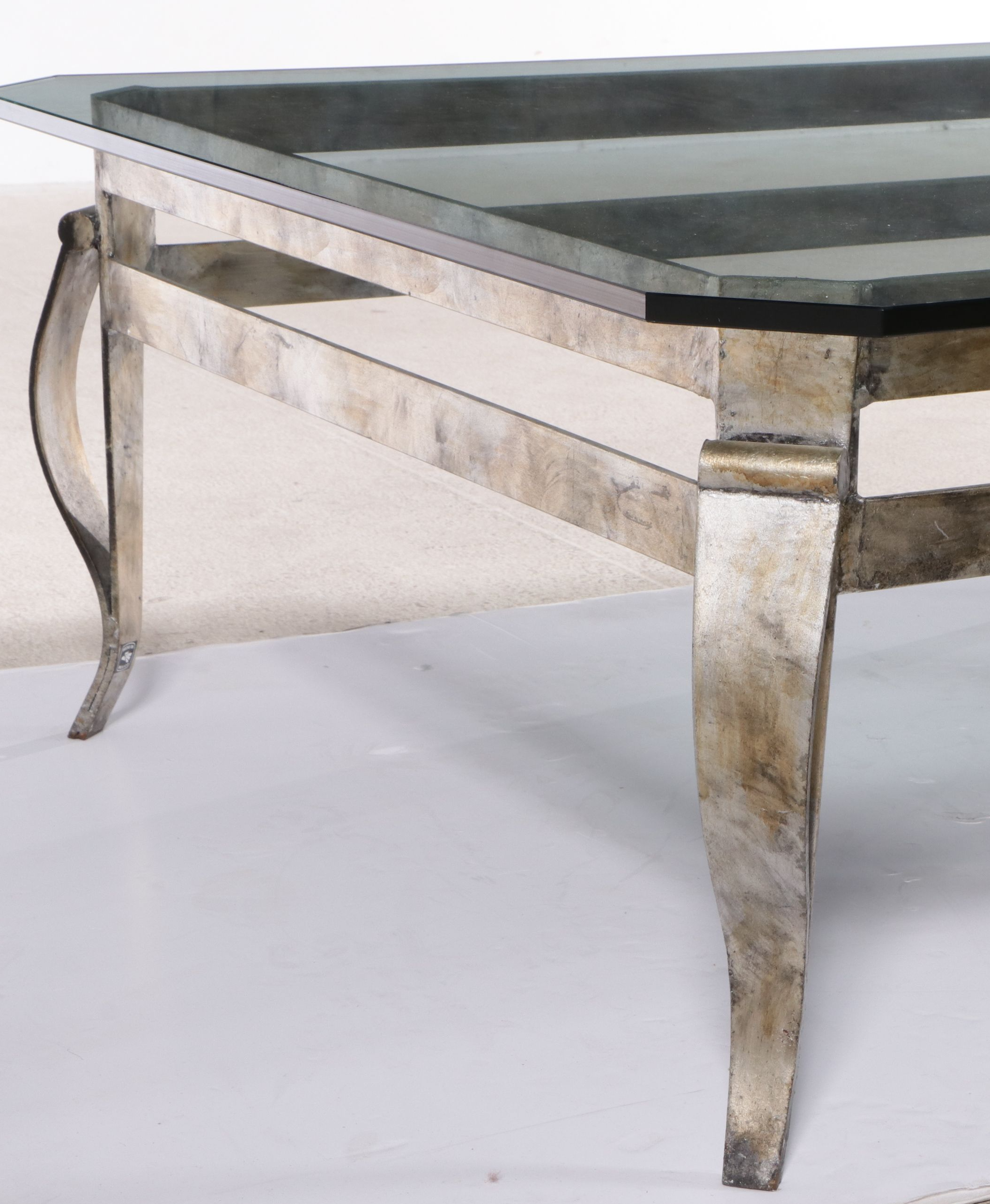Contemporary Queen Anne Style Steel Coffee Table and End Table
