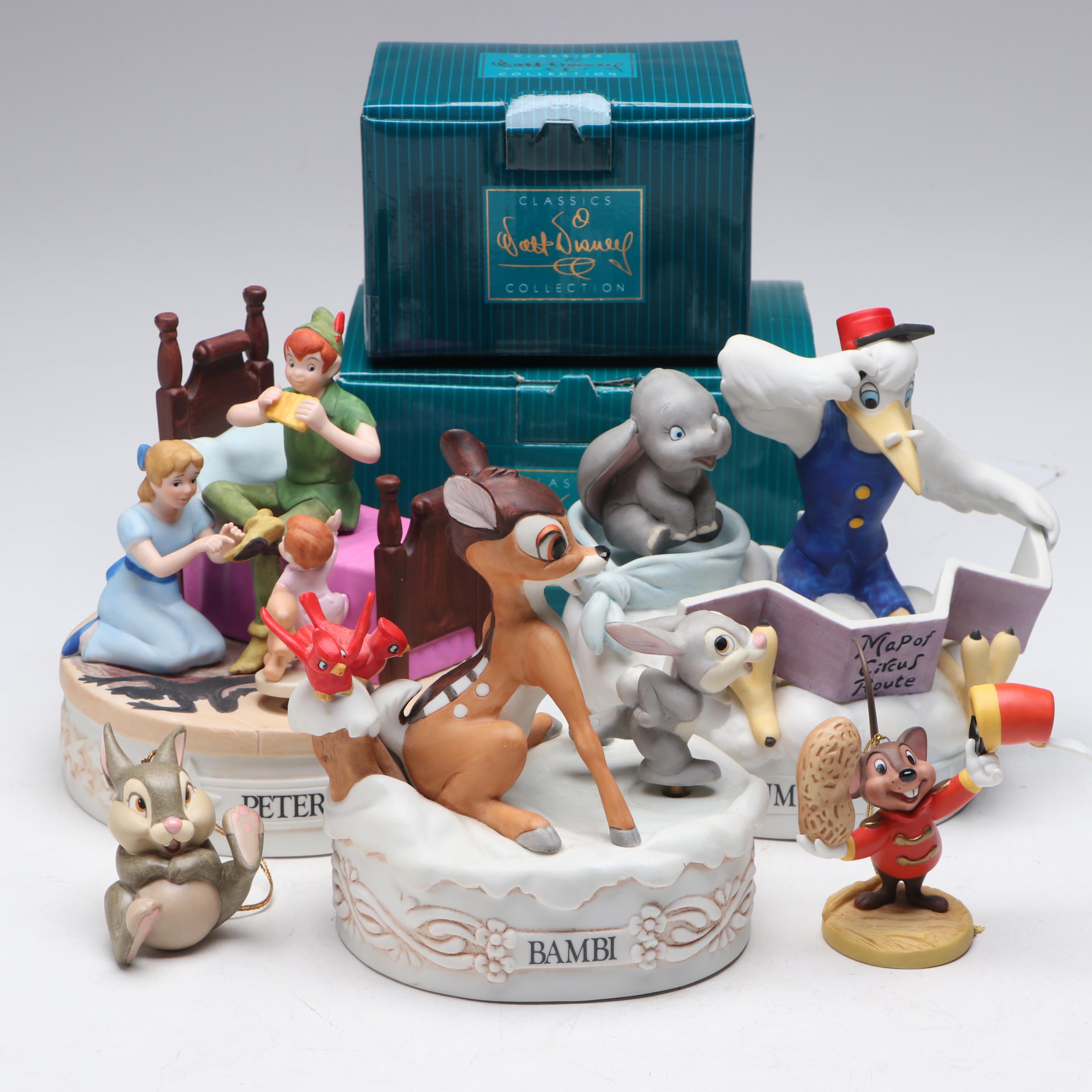 The Disney Collection Music Boxes with Timothy Mouse and Thumper Ornaments