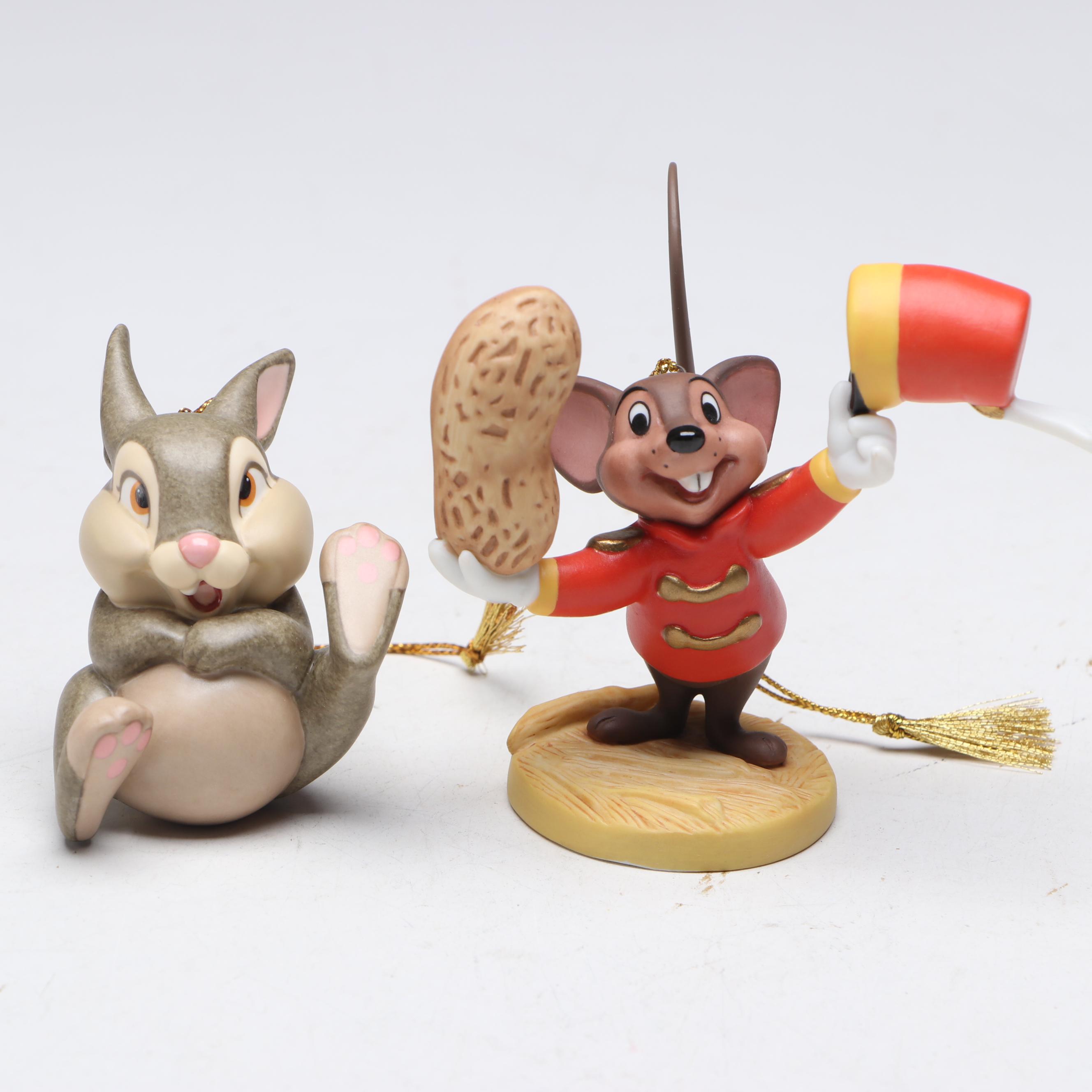 The Disney Collection Music Boxes with Timothy Mouse and Thumper Ornaments
