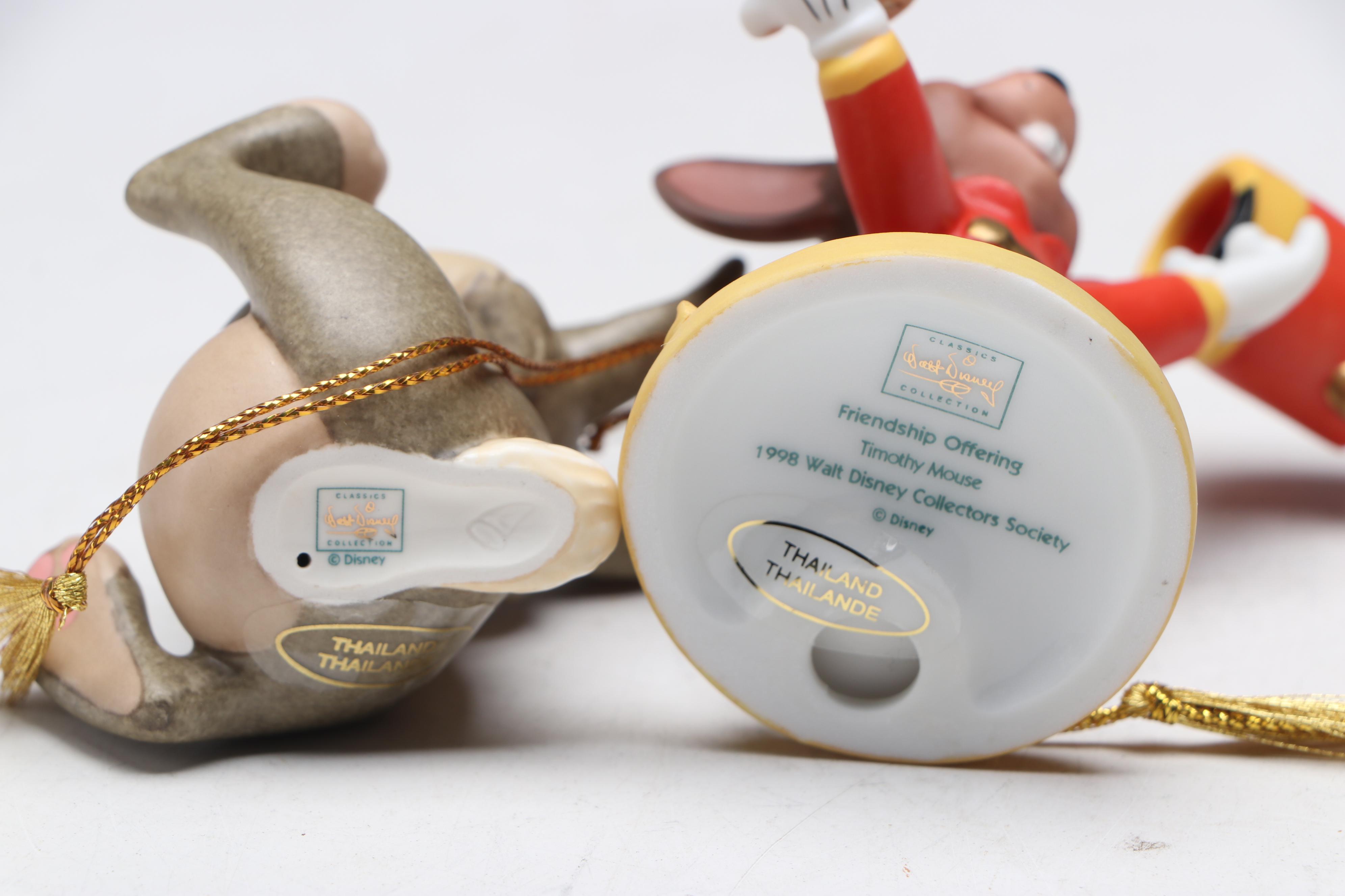 The Disney Collection Music Boxes with Timothy Mouse and Thumper Ornaments