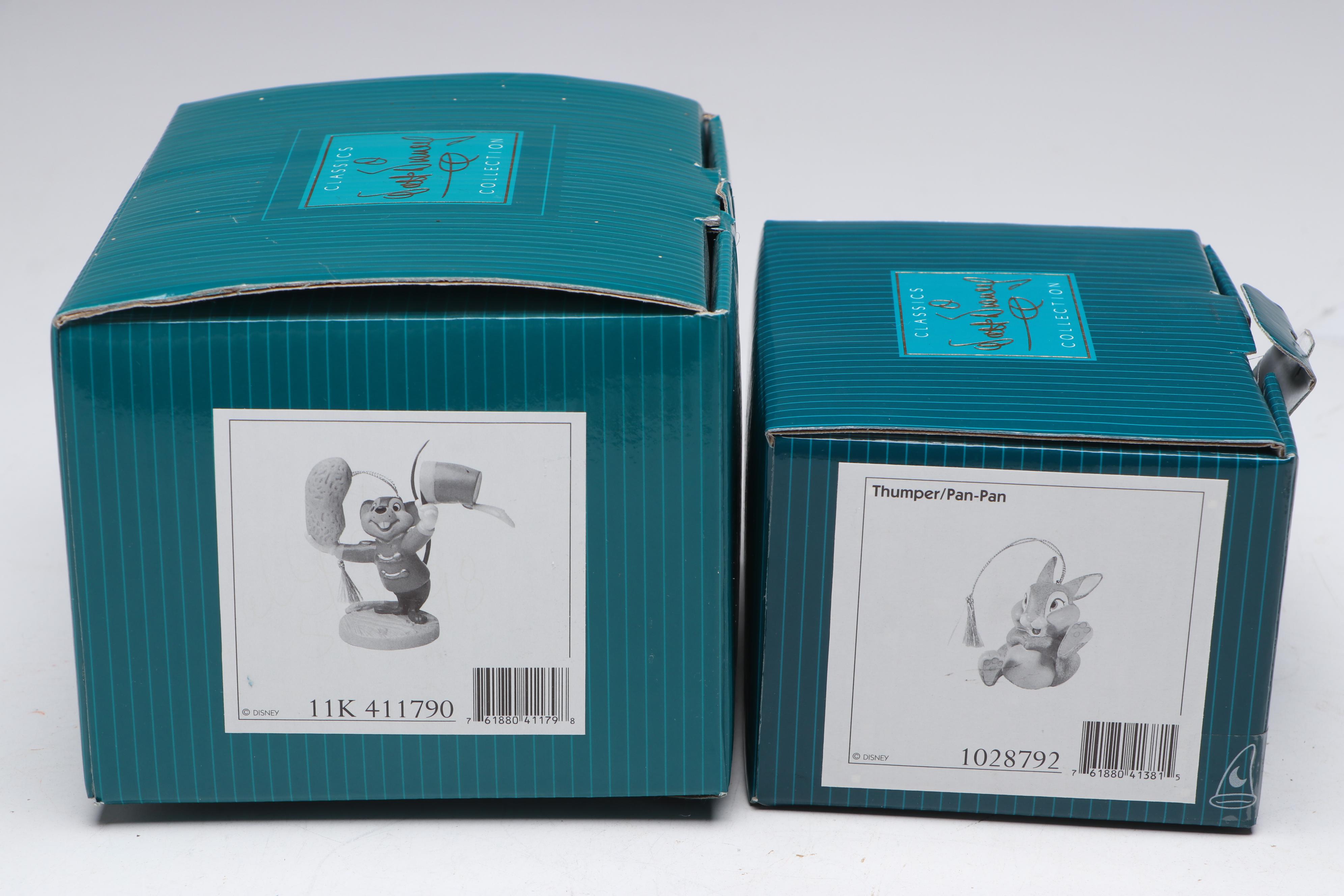 The Disney Collection Music Boxes with Timothy Mouse and Thumper Ornaments