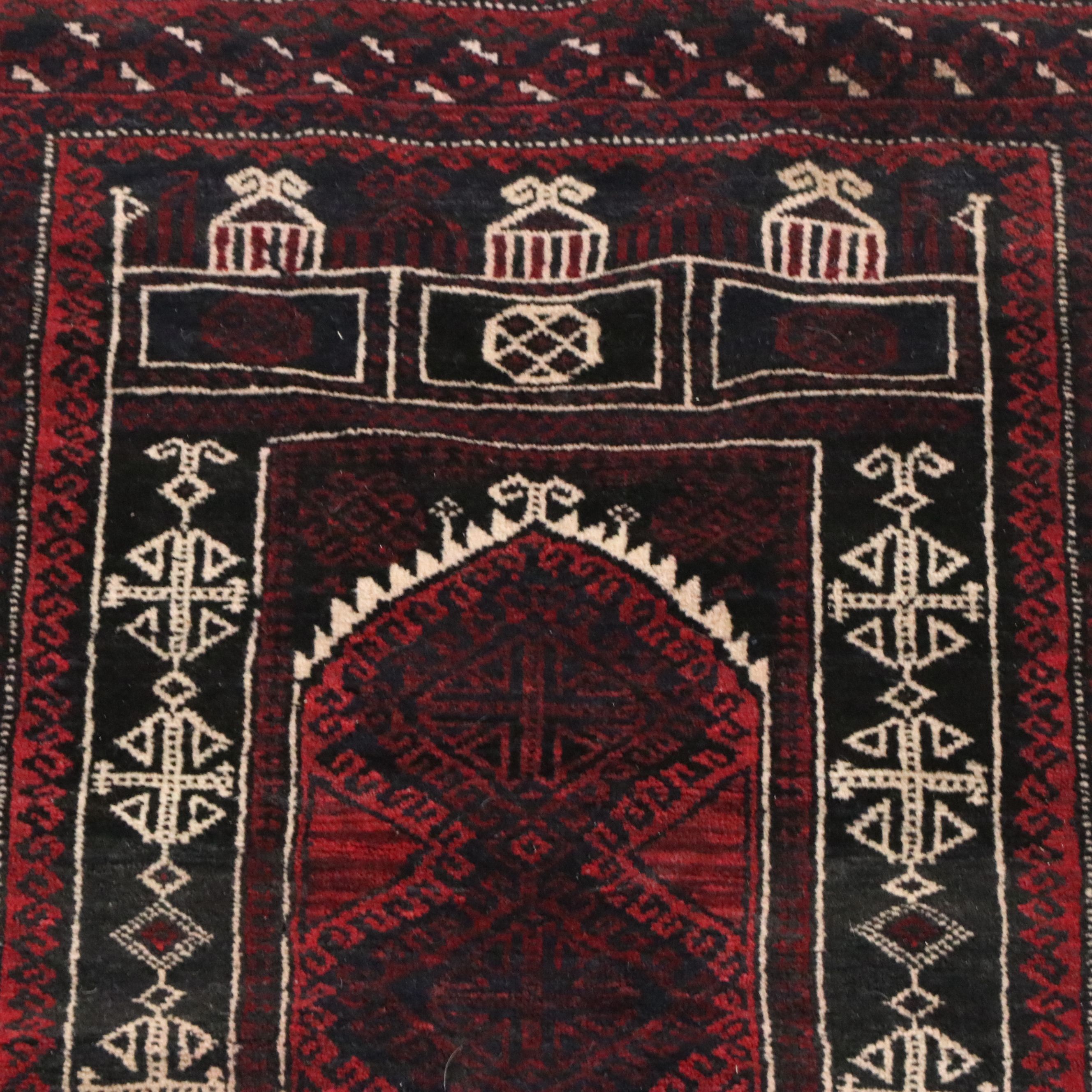 3'1 x 5'3 Hand-Knotted Afghan Baluch Prayer Rug
