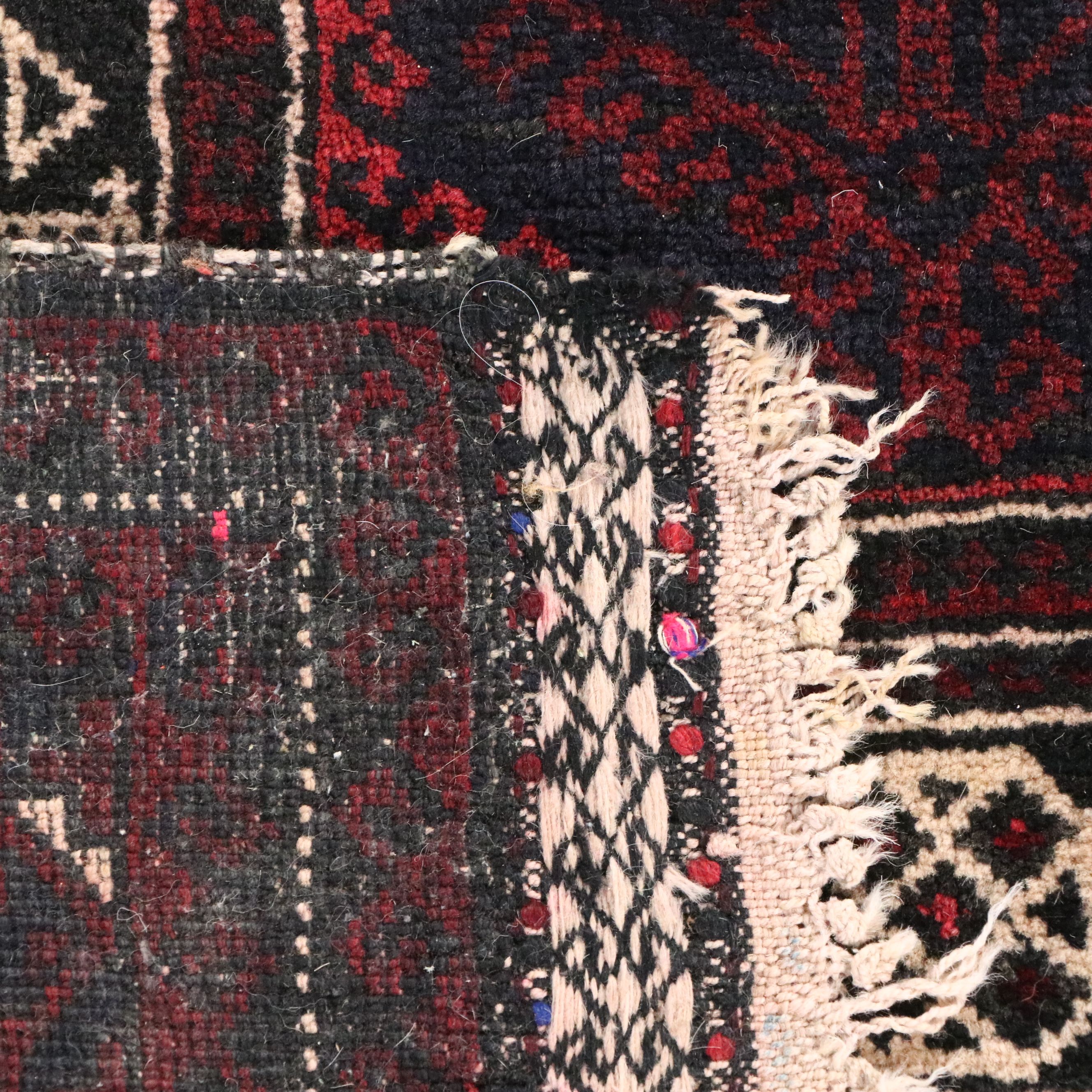 3'1 x 5'3 Hand-Knotted Afghan Baluch Prayer Rug