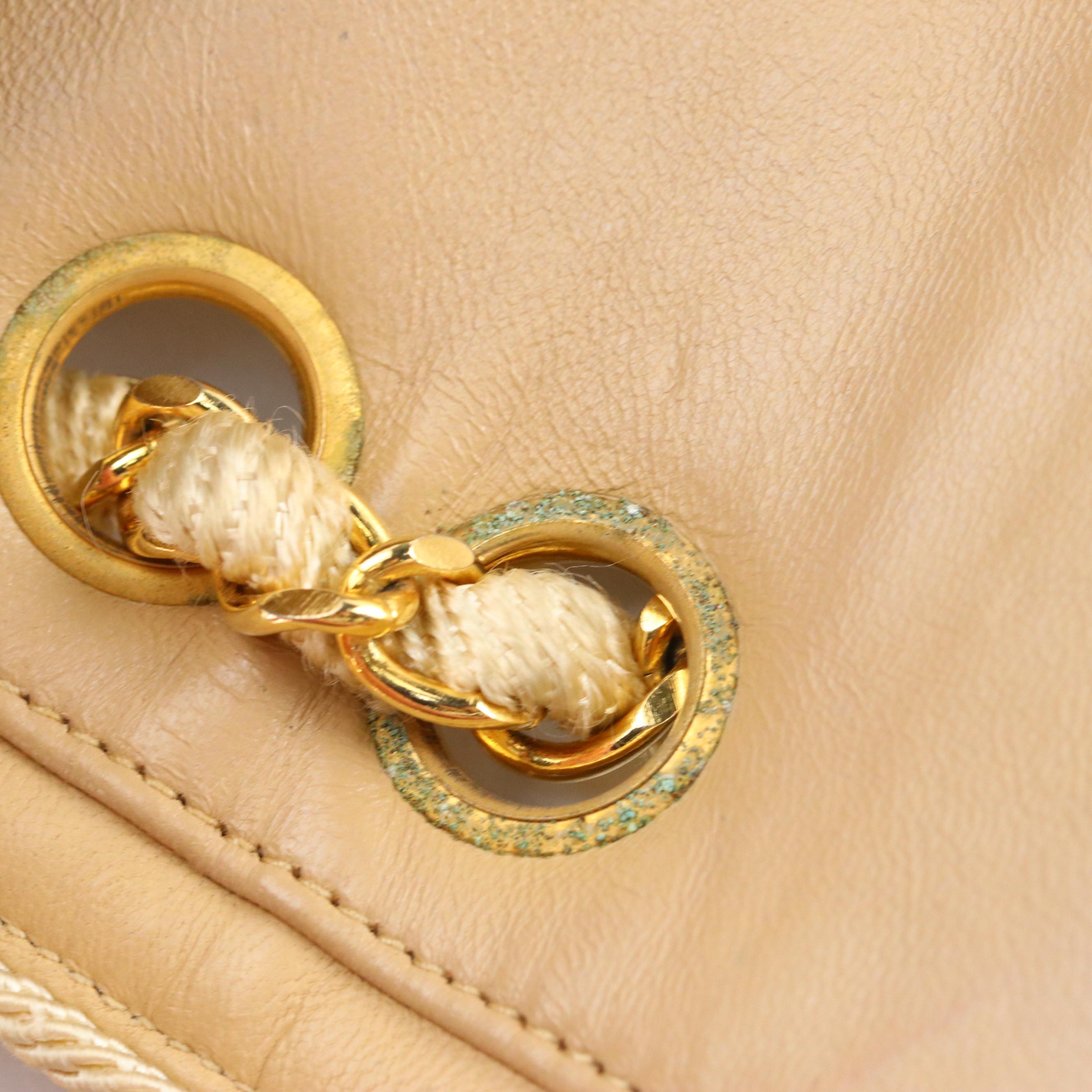 Chanel Single Flap Bag in Neutral Wave Quilted Lambskin Leather with Rope Trim
