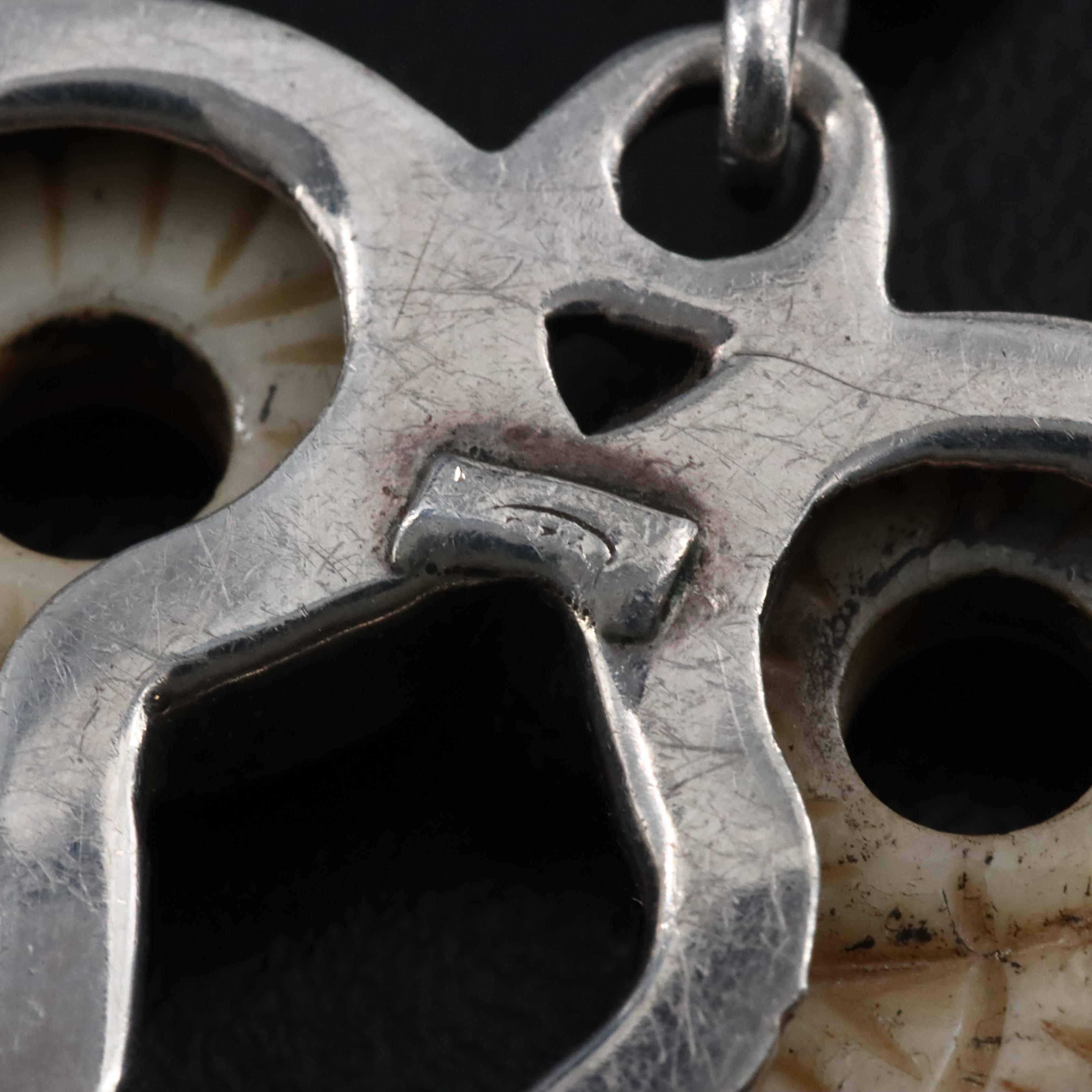 Sterling Bone and Smoky Quartz Seahorse Pendant