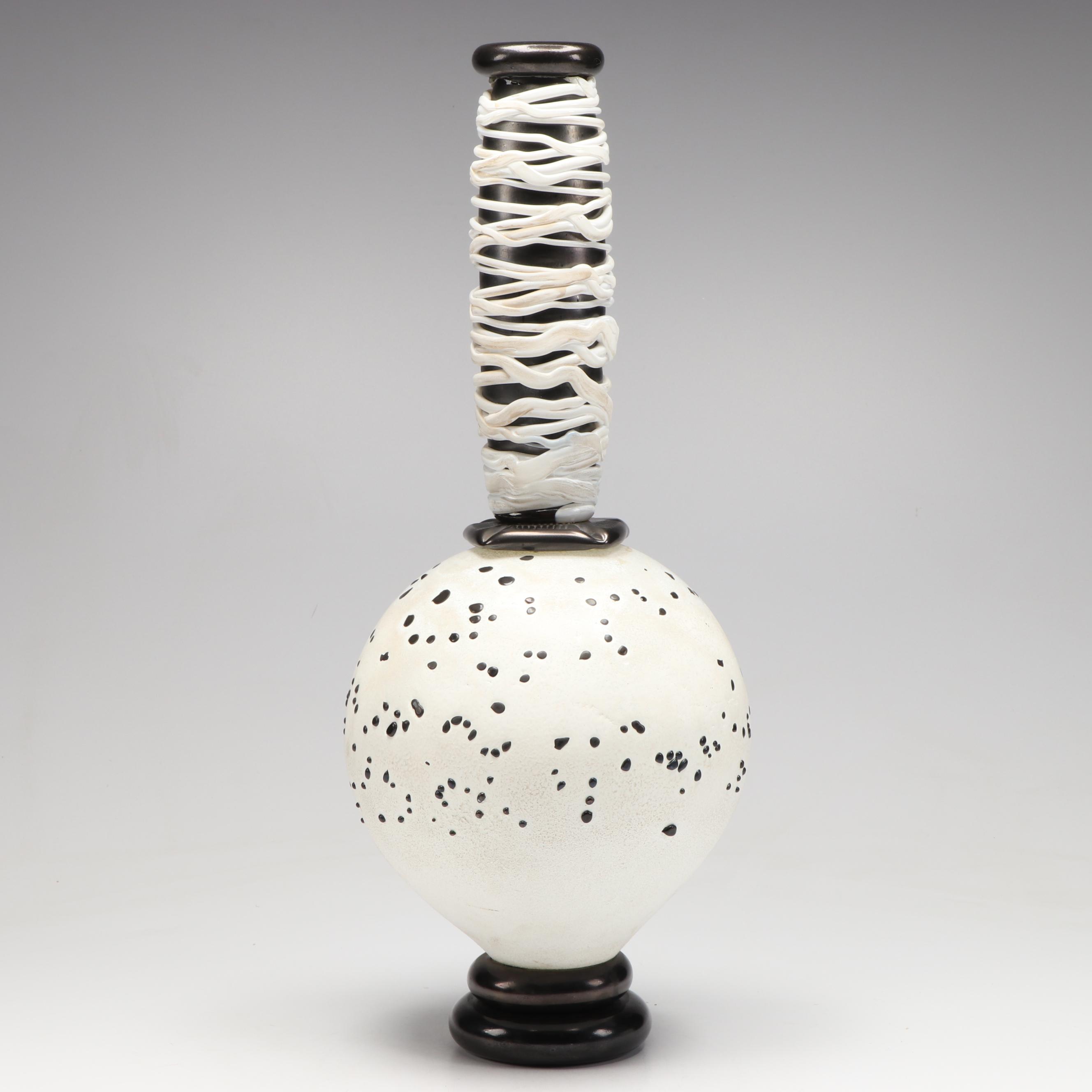 Signed Threaded Art Glass Vase