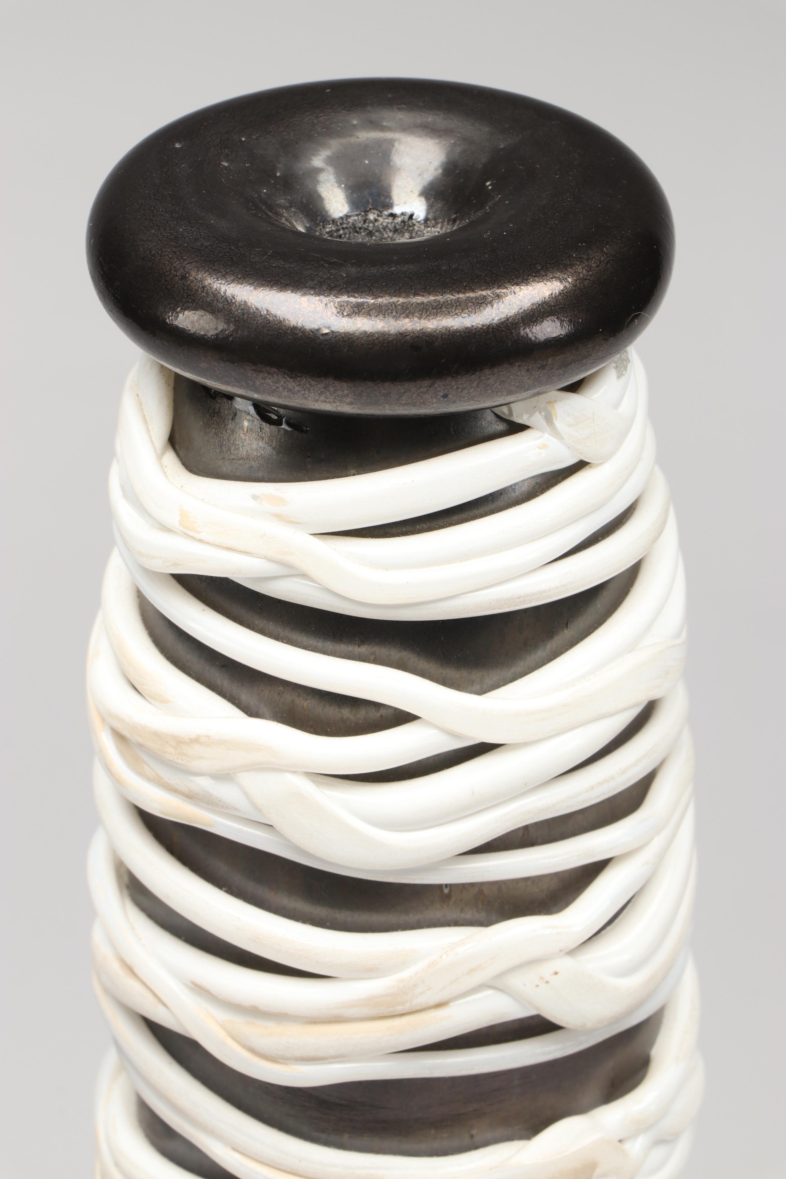 Signed Threaded Art Glass Vase