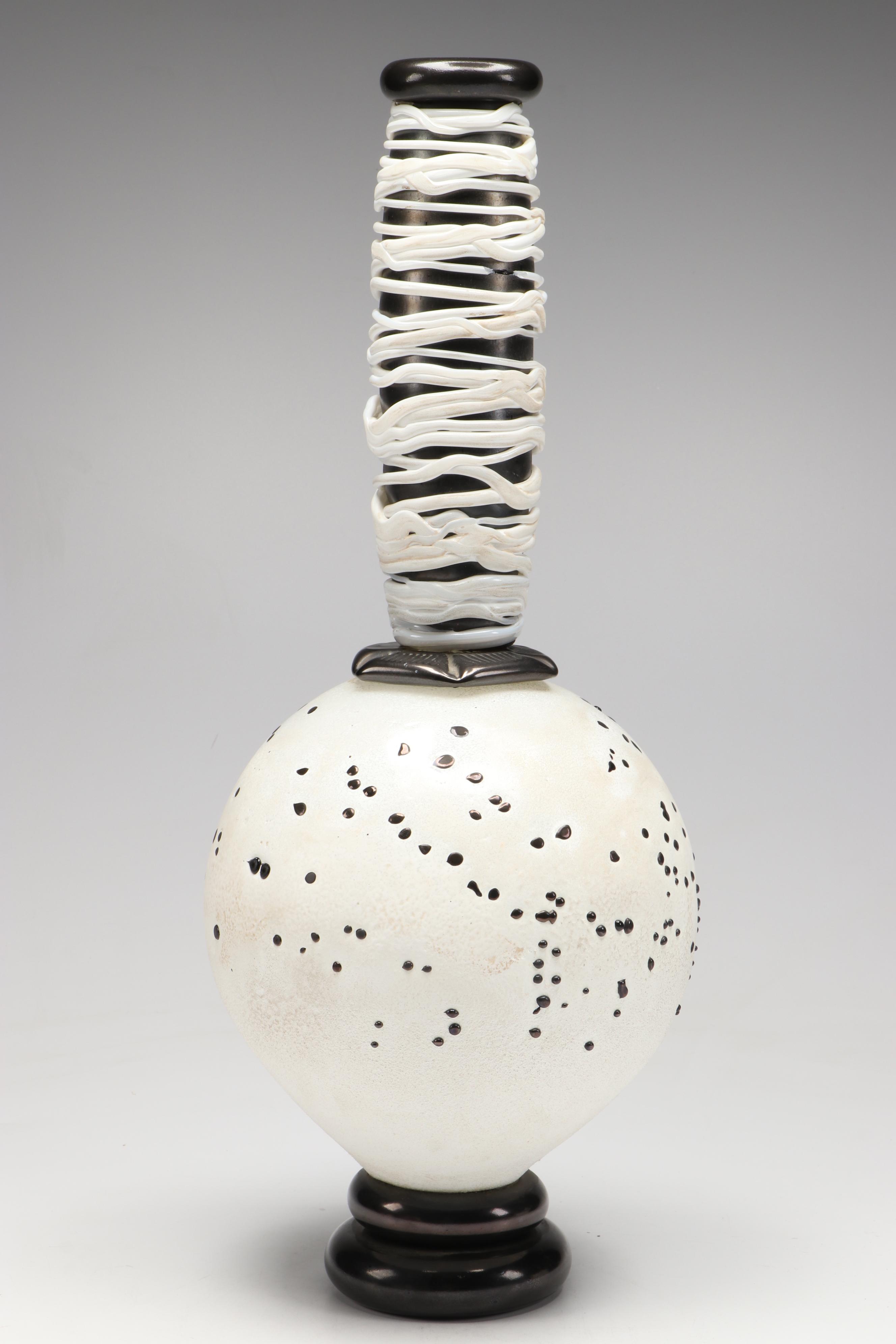 Signed Threaded Art Glass Vase