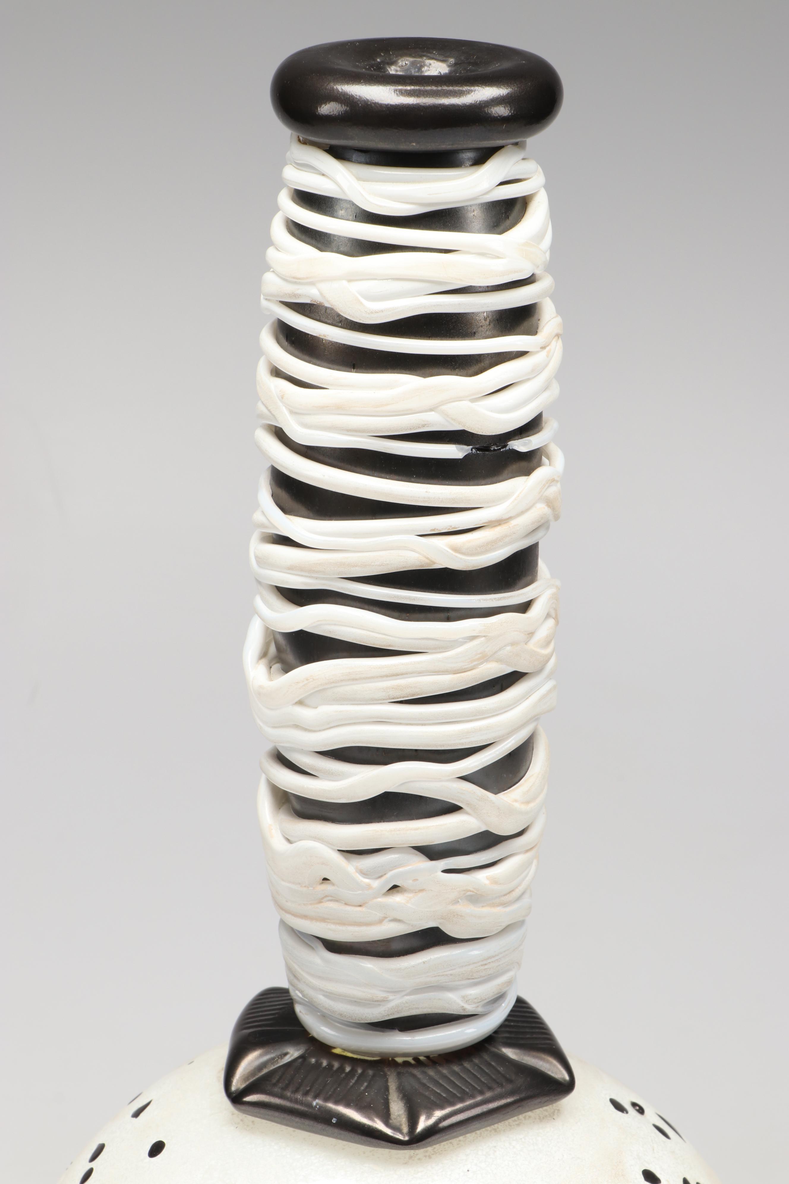 Signed Threaded Art Glass Vase