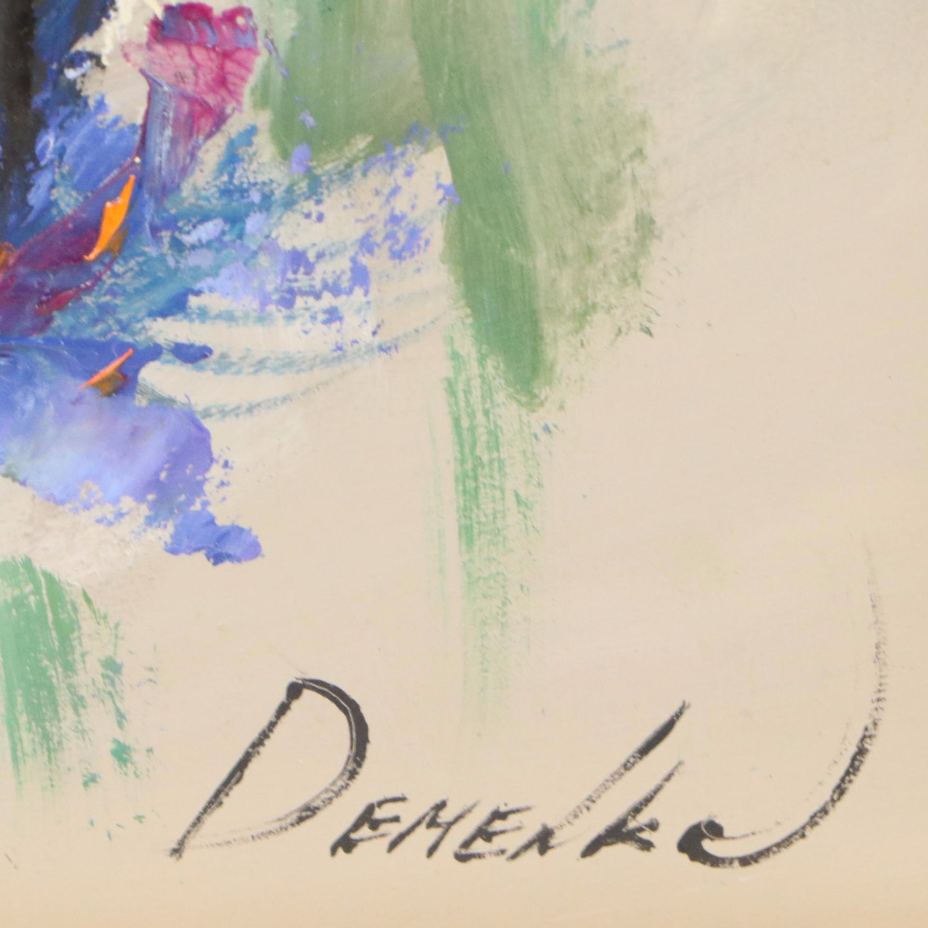 Natalie Demenko Oil Painting of Bee on Flower, 21st Century