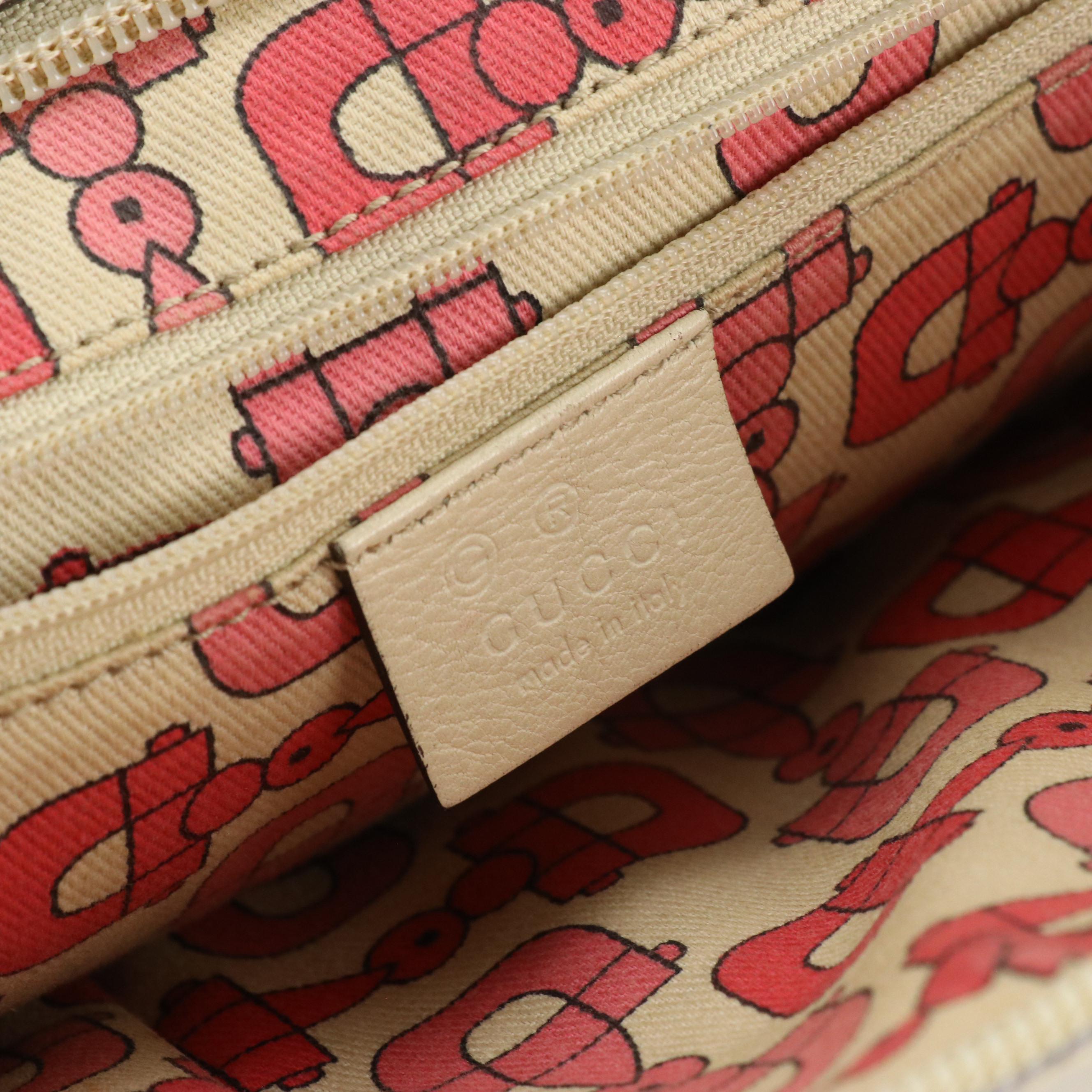 Gucci Zip-Around Boston Bag In Sandy Beige Grained Guccissima Leather