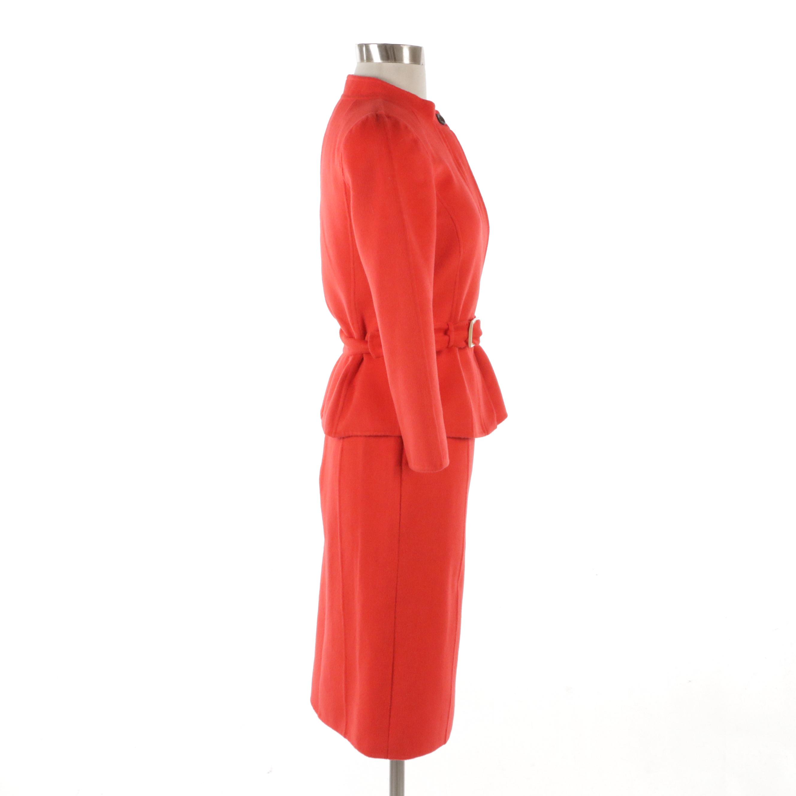 Carolina Herrera for Saks Fifth Avenue Red Wool/Cashgora Skirt Suit