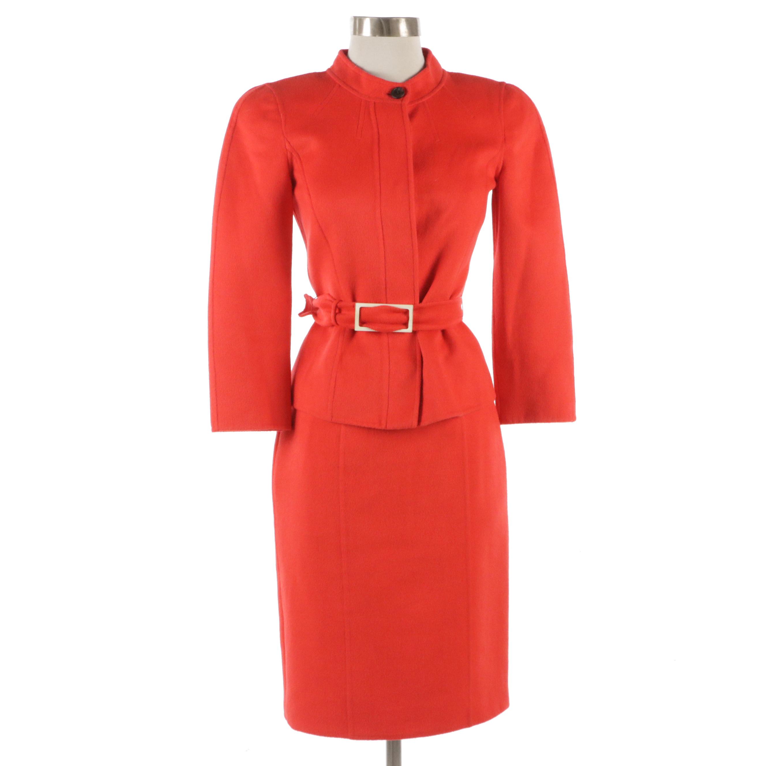 Carolina Herrera for Saks Fifth Avenue Red Wool/Cashgora Skirt Suit
