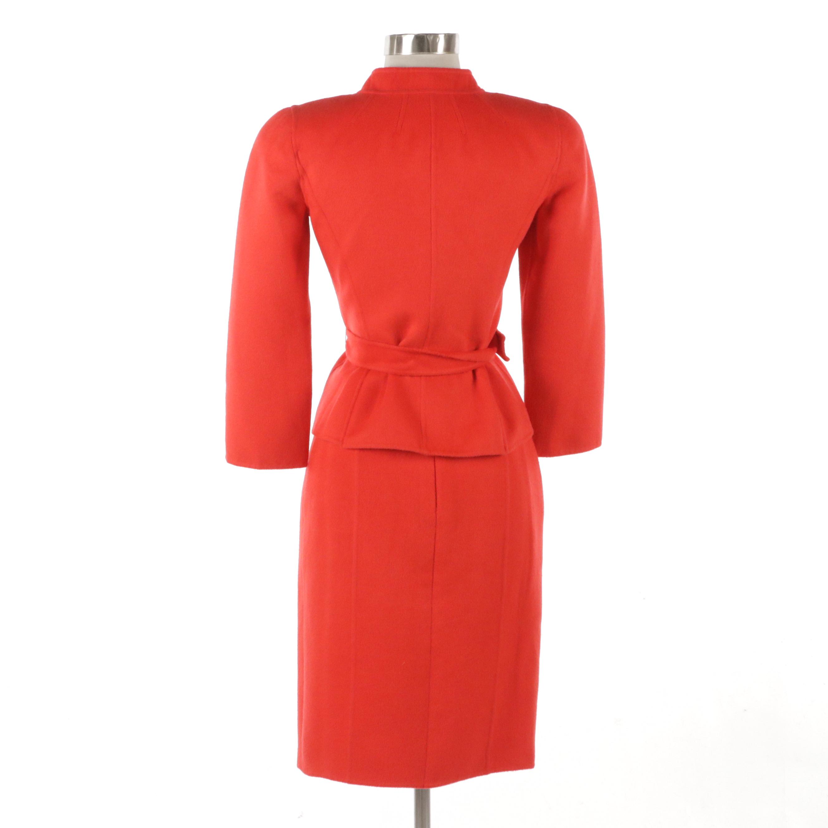 Carolina Herrera for Saks Fifth Avenue Red Wool/Cashgora Skirt Suit