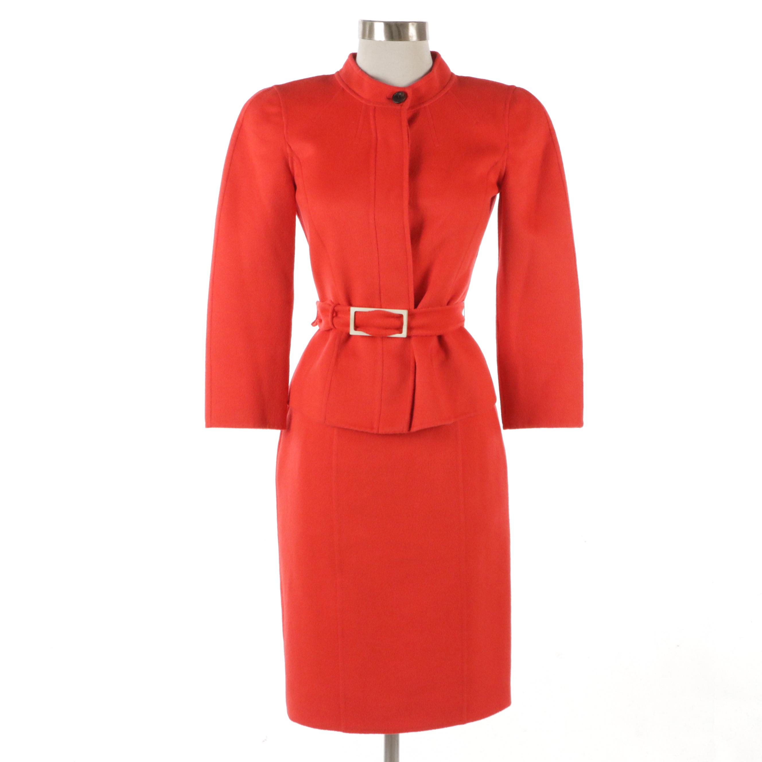 Carolina Herrera for Saks Fifth Avenue Red Wool/Cashgora Skirt Suit