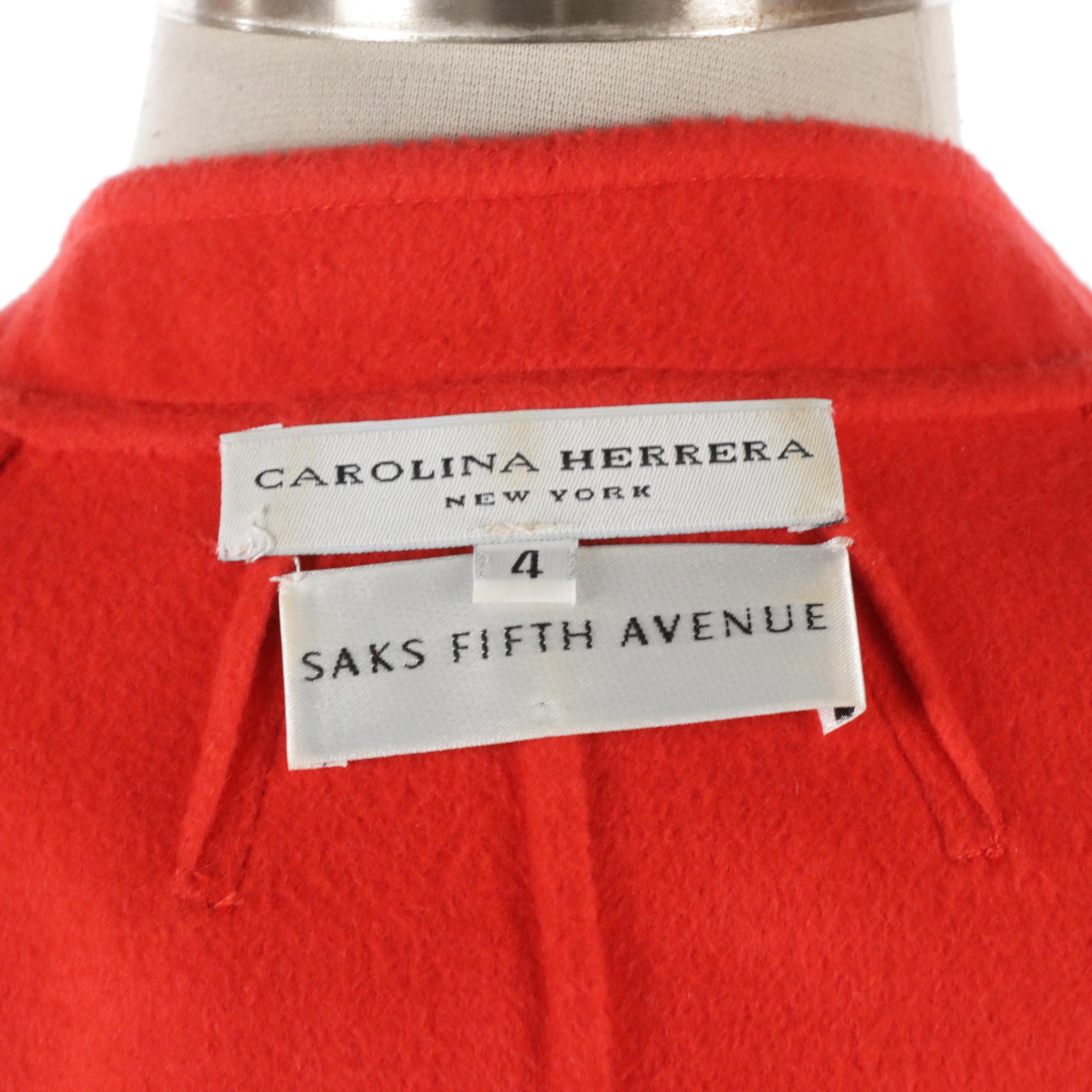 Carolina Herrera for Saks Fifth Avenue Red Wool/Cashgora Skirt Suit