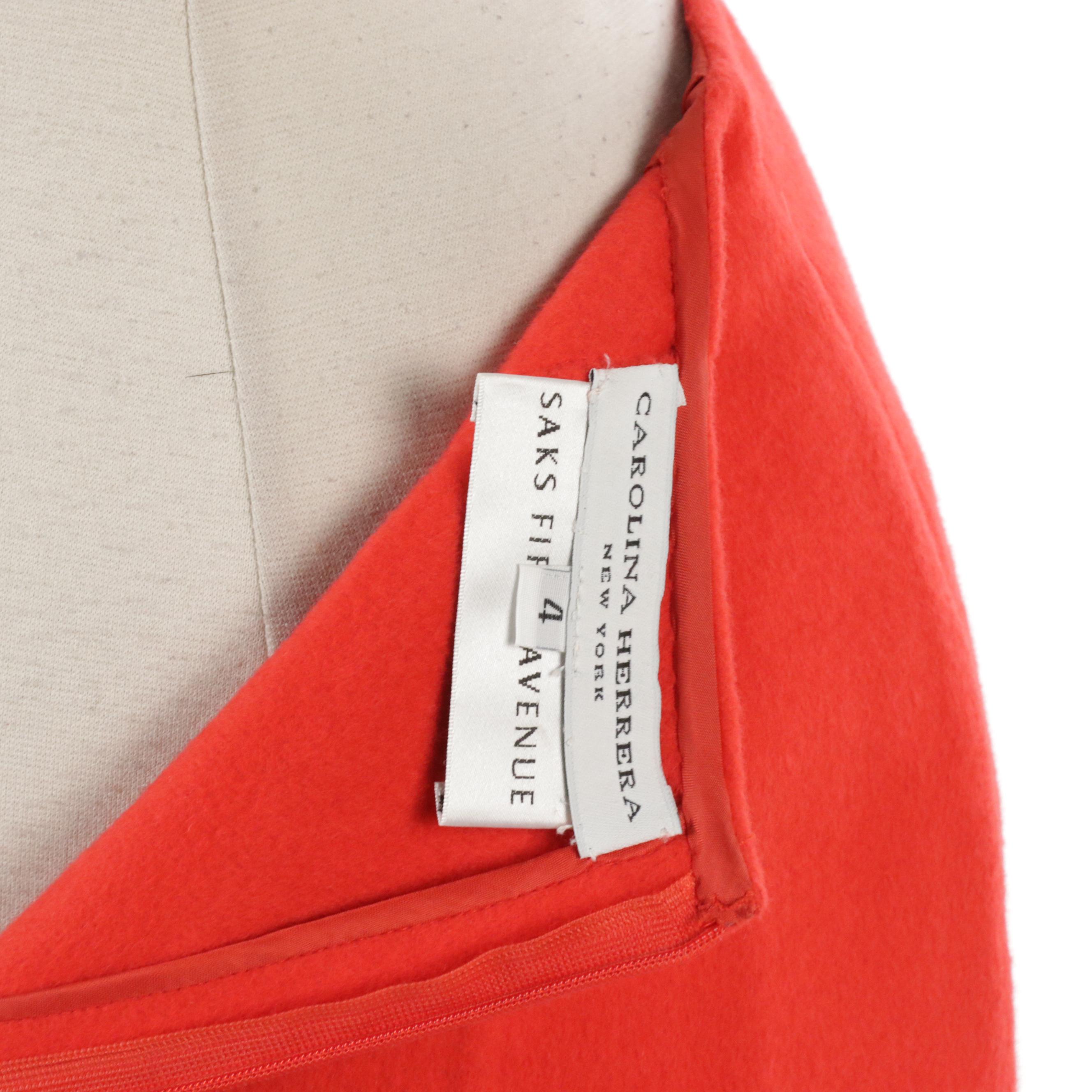 Carolina Herrera for Saks Fifth Avenue Red Wool/Cashgora Skirt Suit