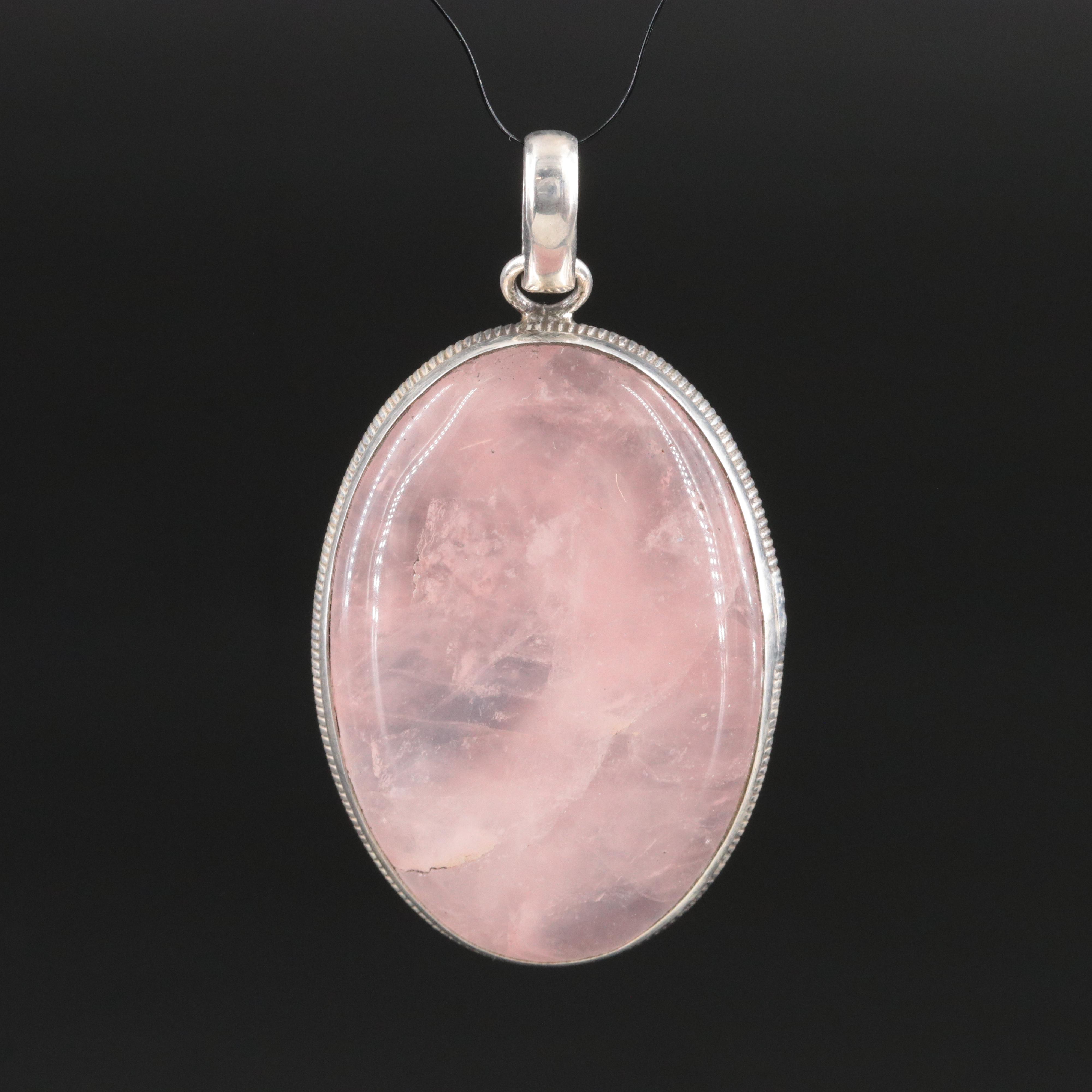 Sterling Rose Quartz Pendant