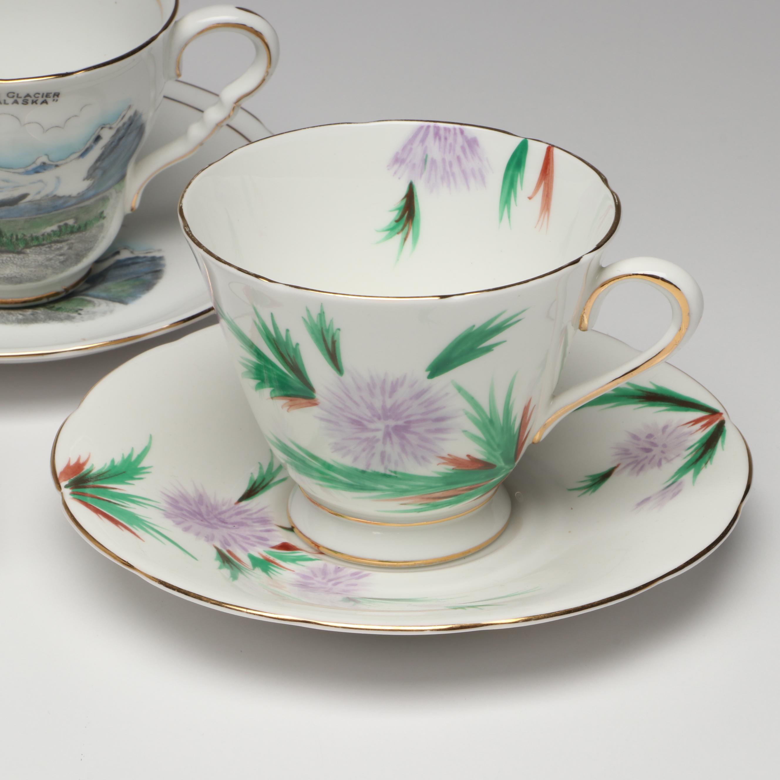 Spode Blue Room Collection with Other Teacups and Saucers