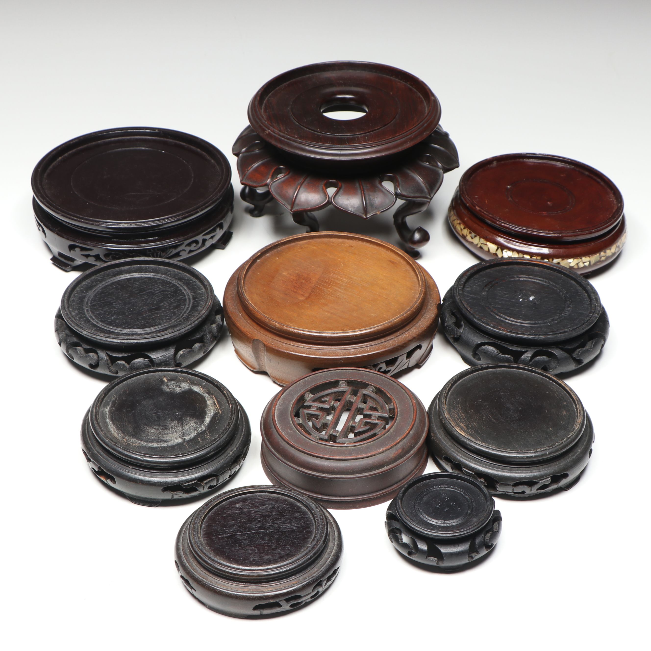 Mother-of-Pearl Inlay and Other Carved Wooden Plant Stand