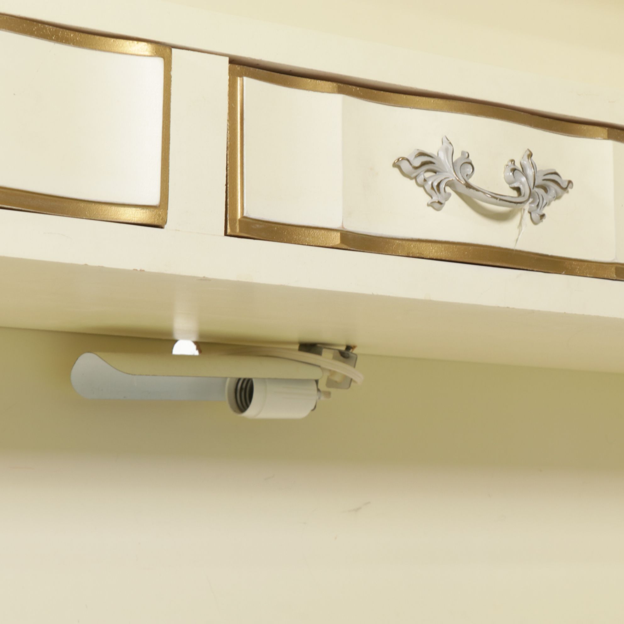 Dixie Furniture French Provincial Painted Vanity Desk, Hutch, and Chair