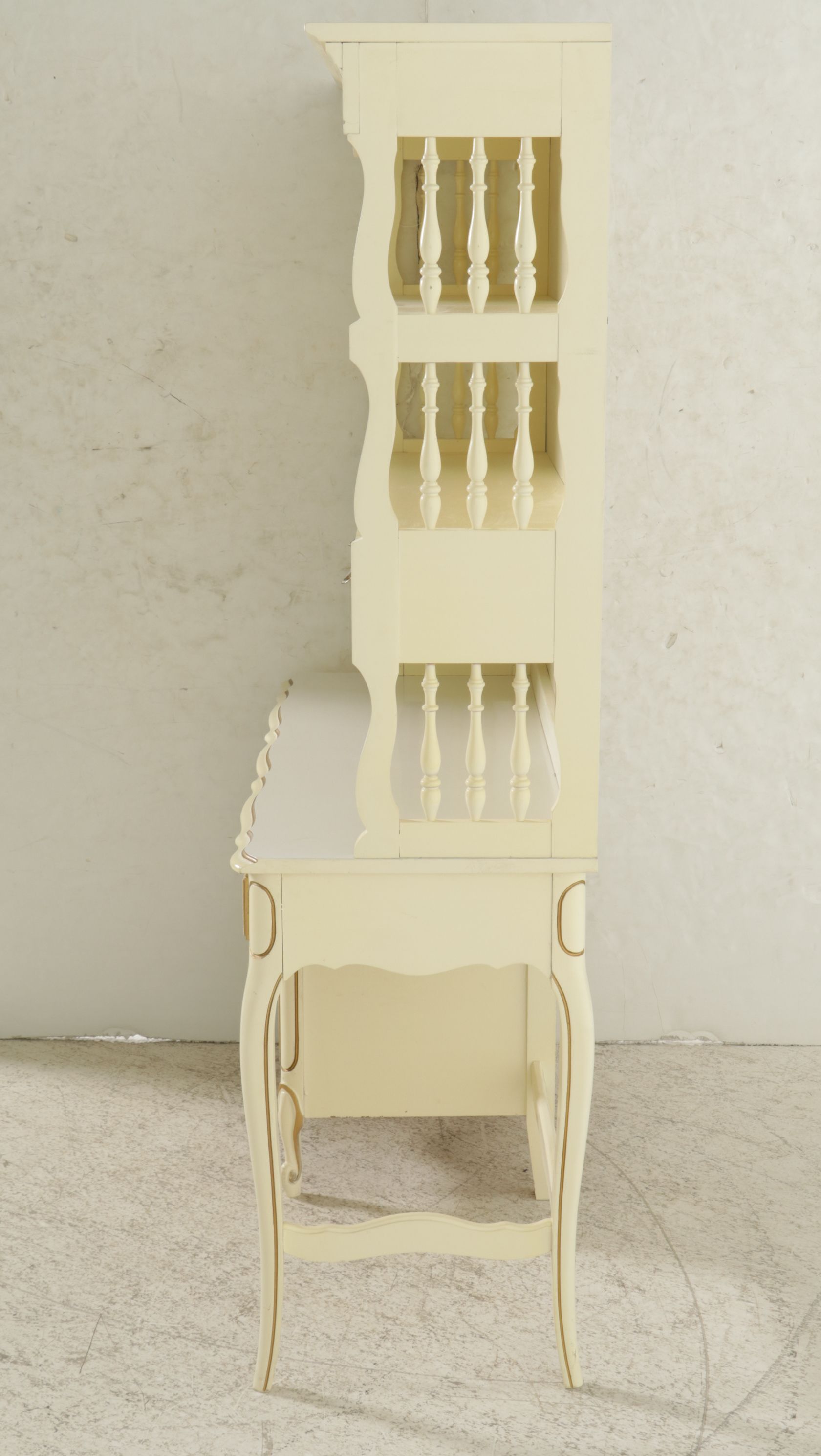 Dixie Furniture French Provincial Painted Vanity Desk, Hutch, and Chair