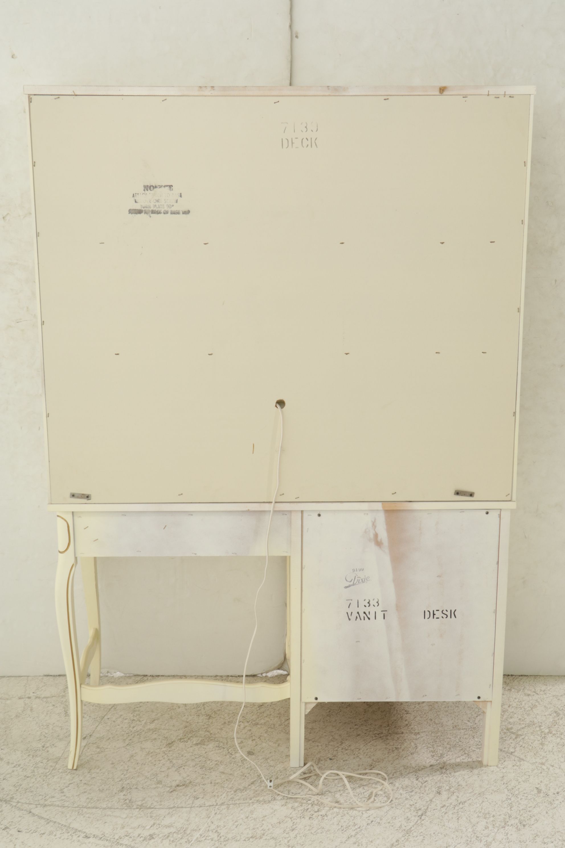 Dixie Furniture French Provincial Painted Vanity Desk, Hutch, and Chair